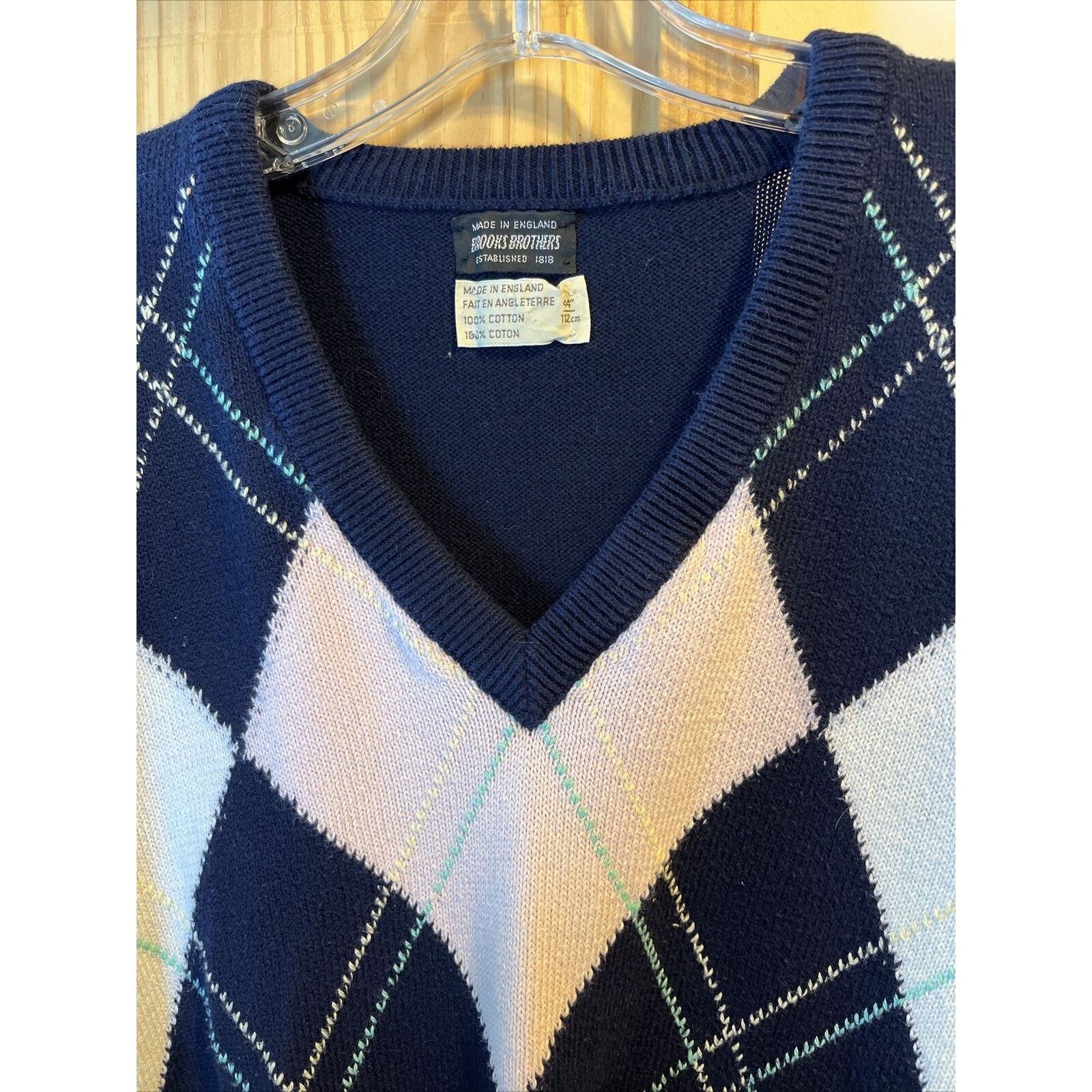 Brooks Brothers Brooks Brothers Vintage 44 Navy Blue Argyle Cotton Sweater Size US L / EU 52-54 / 3 - 6 Thumbnail