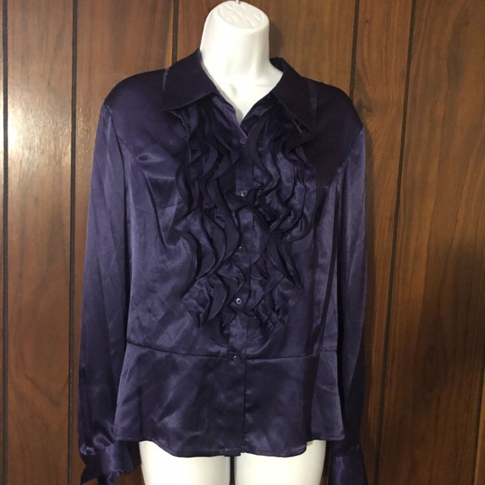Jones New York NWT Jones New York Signature Purple Ruffled Top Size XL / US 12-14 / IT 48-50 - 1 Thumbnail