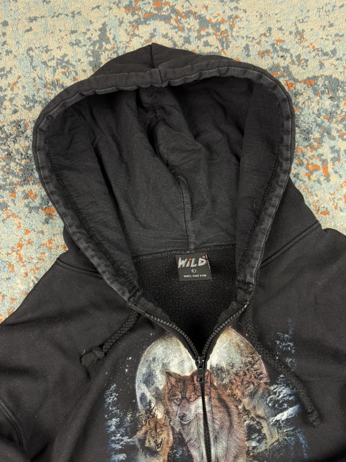 Vintage Vintage 90s Wolf pack full moon forest graphic zip hoodie Size US L / EU 52-54 / 3 - 11 Thumbnail