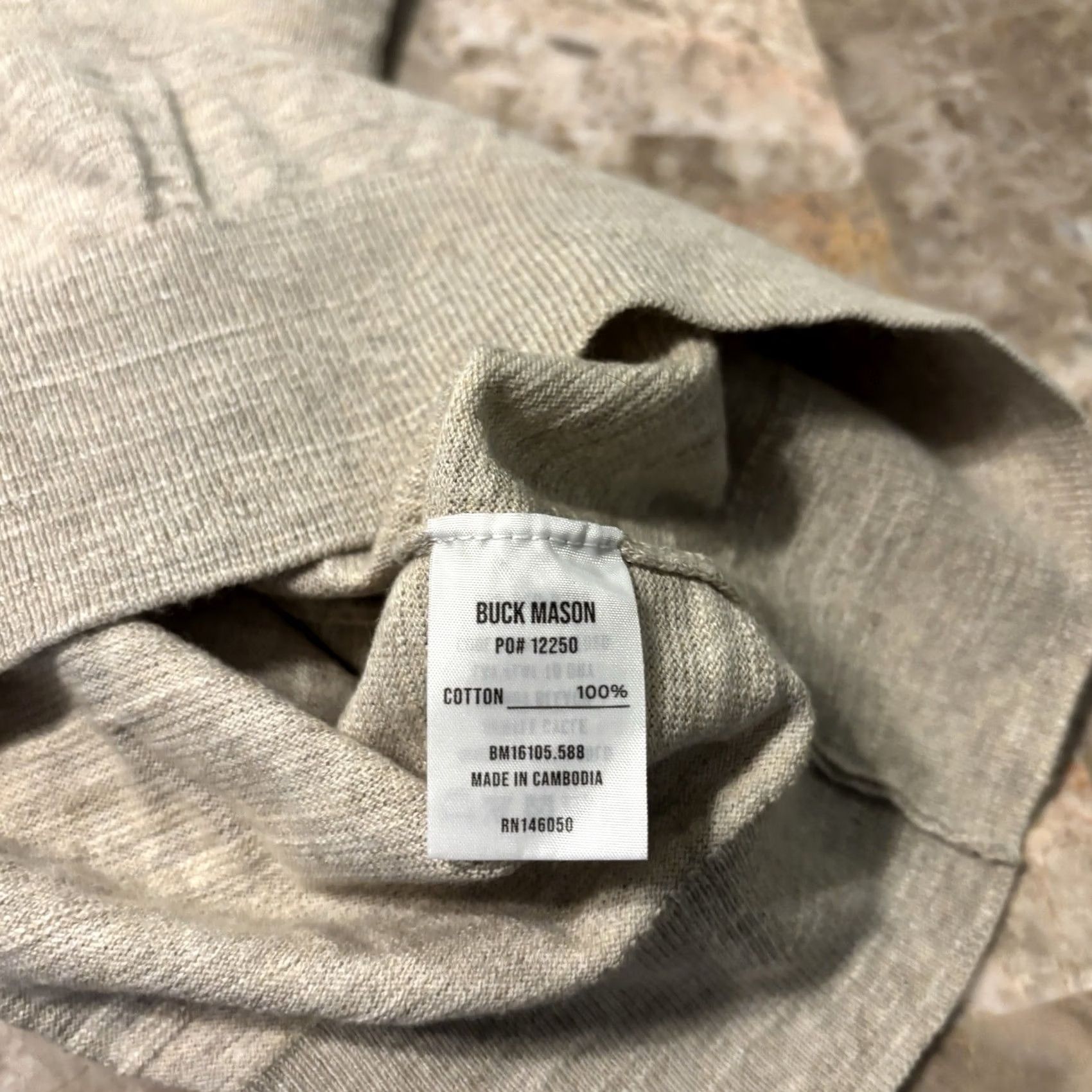 Buck Mason T-Shirt Mens Large Beige Tan Avalon Knit Classic Cotton Casual, Men's — image 6 of 6