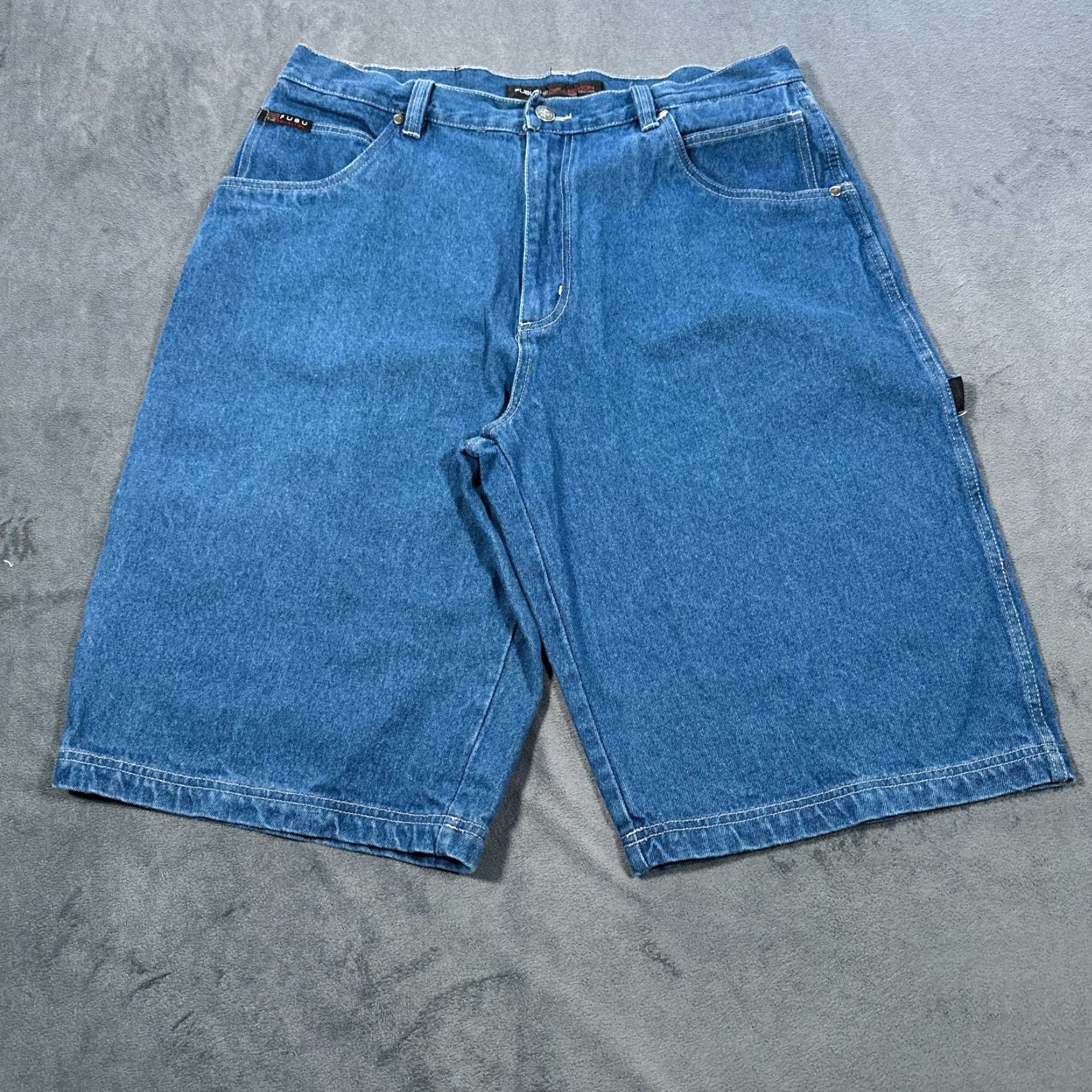 Fubu VINTAGE FUBU Collection Cargo Shorts Men 36 Blue Denim 5-Pocket Stretch Y2K Size US 36 / EU 52 - 2 Thumbnail