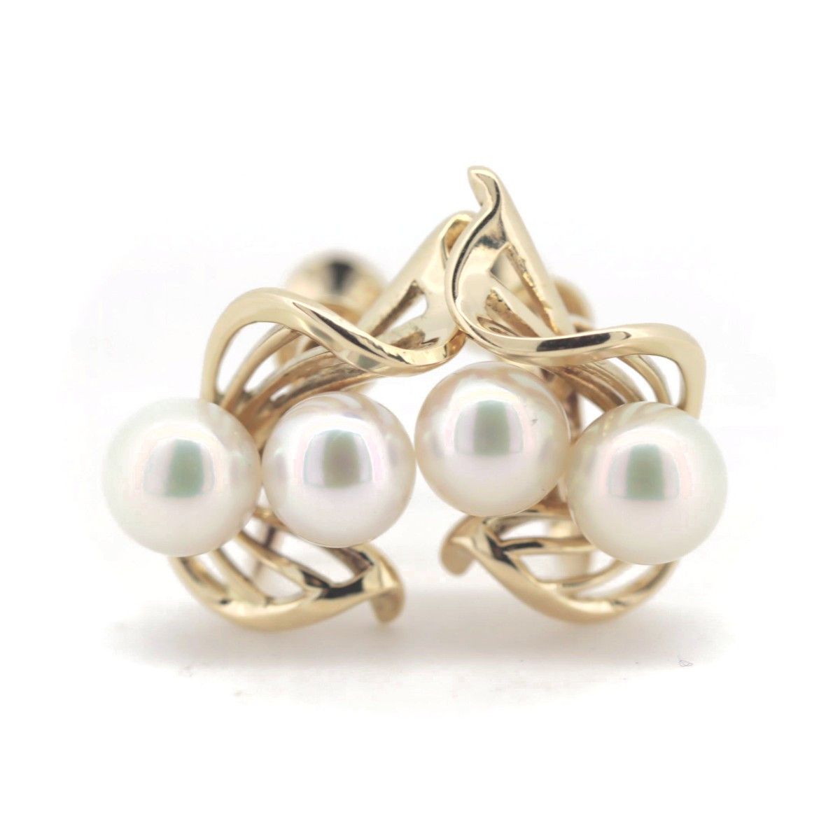 Mikimoto Mikimoto Mikimoto Pearl K14YG Earrings Crocodile skin Earrings DUTY FREE for USA Size ONE SIZE - 1 Thumbnail