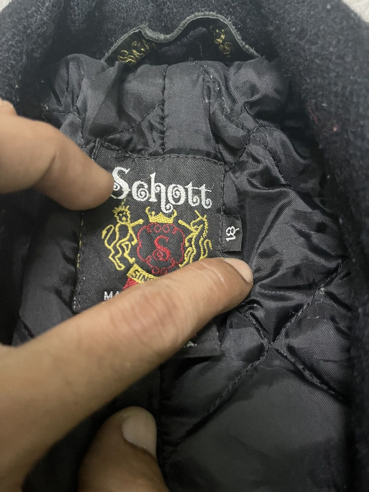 Schott 90s SCHOTT NYC DOUBLE COLLAR JACKET WOOL AND LEATHER Size US S / EU 44-46 / 1 - 11 Thumbnail