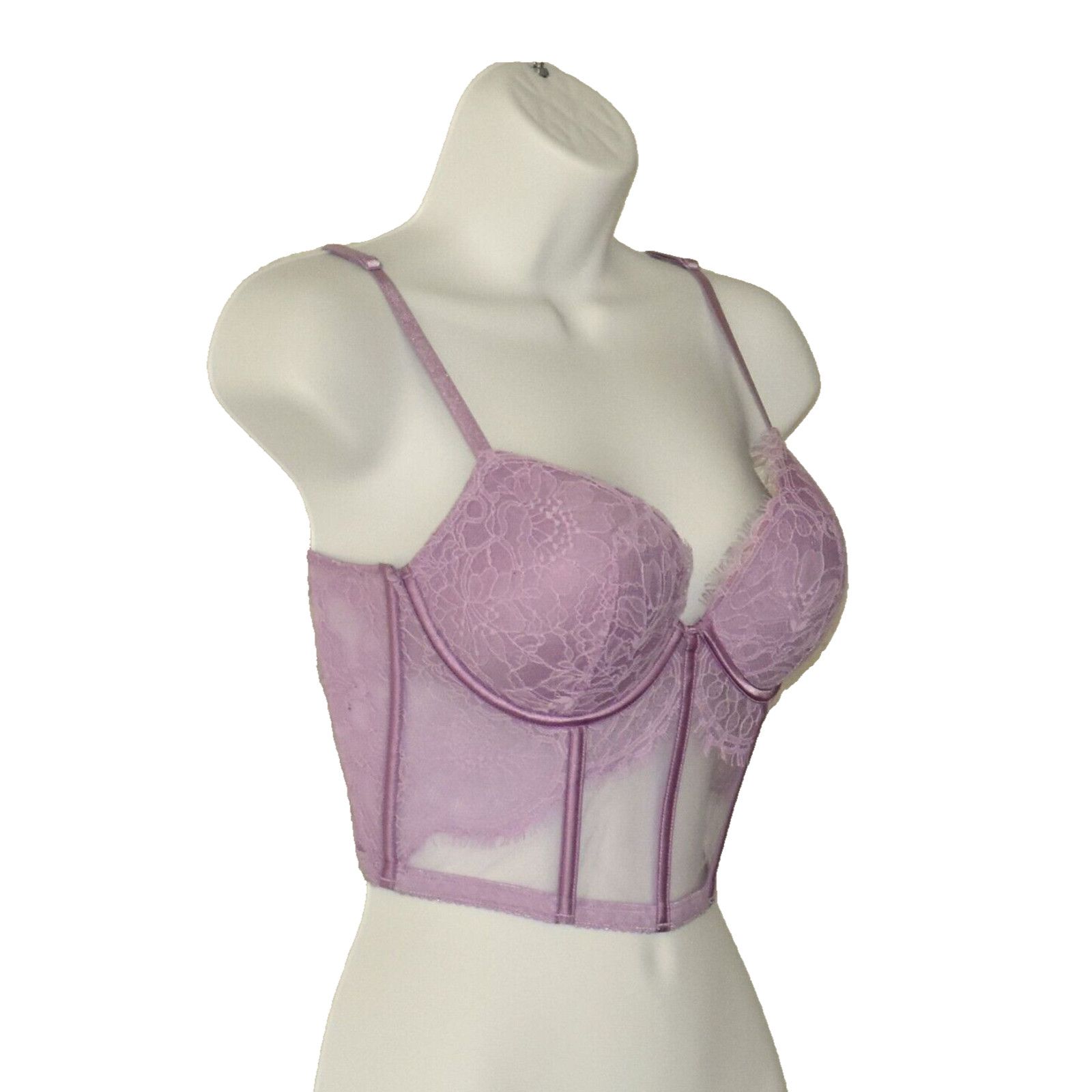 Victoria's Secret NWT VICTORIAS SECRET Lilac Floral Lace Corset Bra Size 34C Size ONE SIZE - 2 Thumbnail