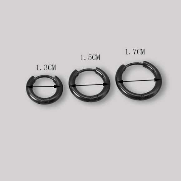 Other 3Pcs Stainless Steel Unisex Hoop Earring (Black) Size ONE SIZE - 3 Thumbnail
