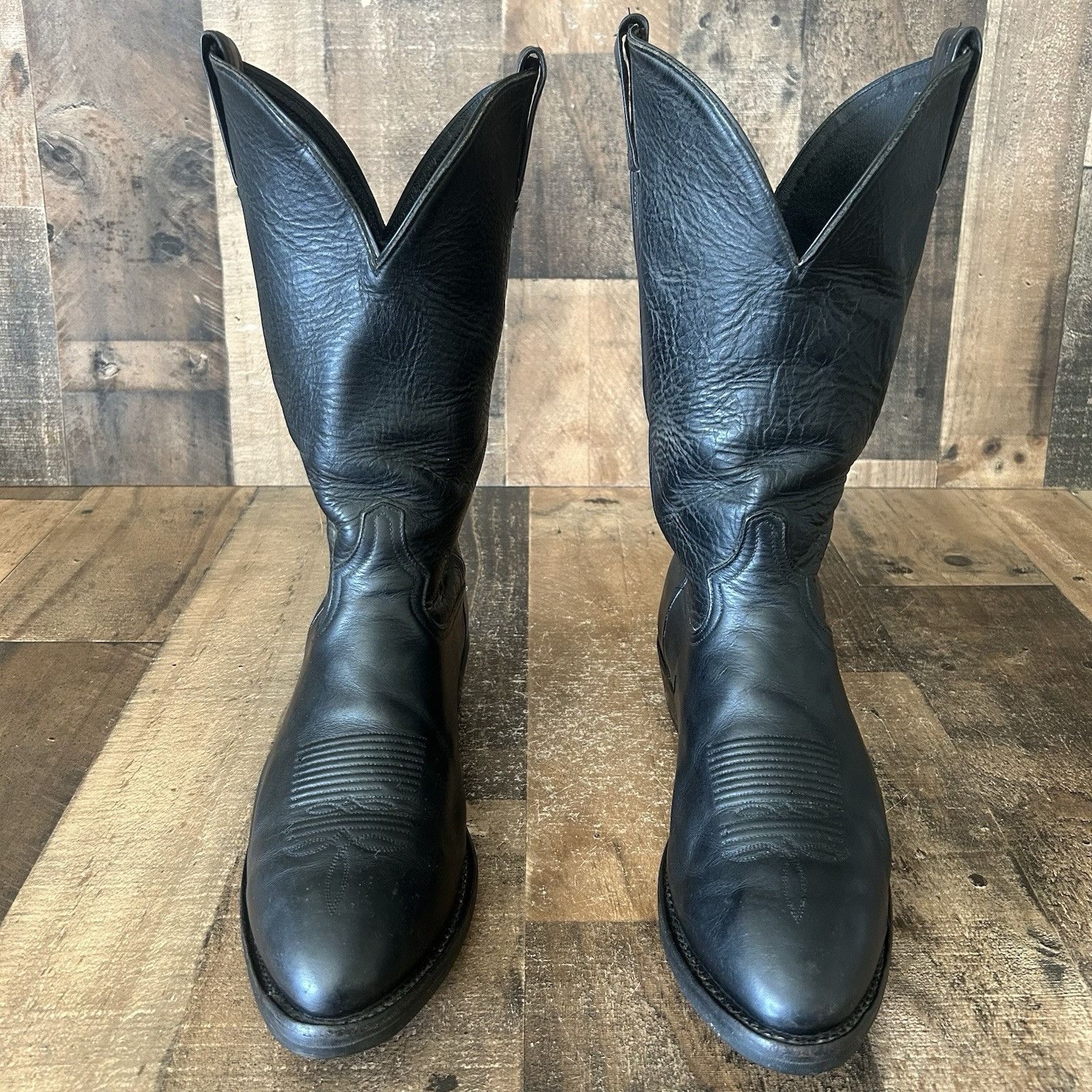 Tony Lama Tony Lama Vintage Black Vibram Sole Cowboy Boots Mens 11 EE Size US 11 / EU 44 - 3 Thumbnail