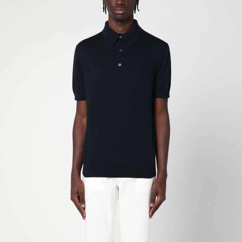 Zegna Navy Blue Short Sleeves Polo