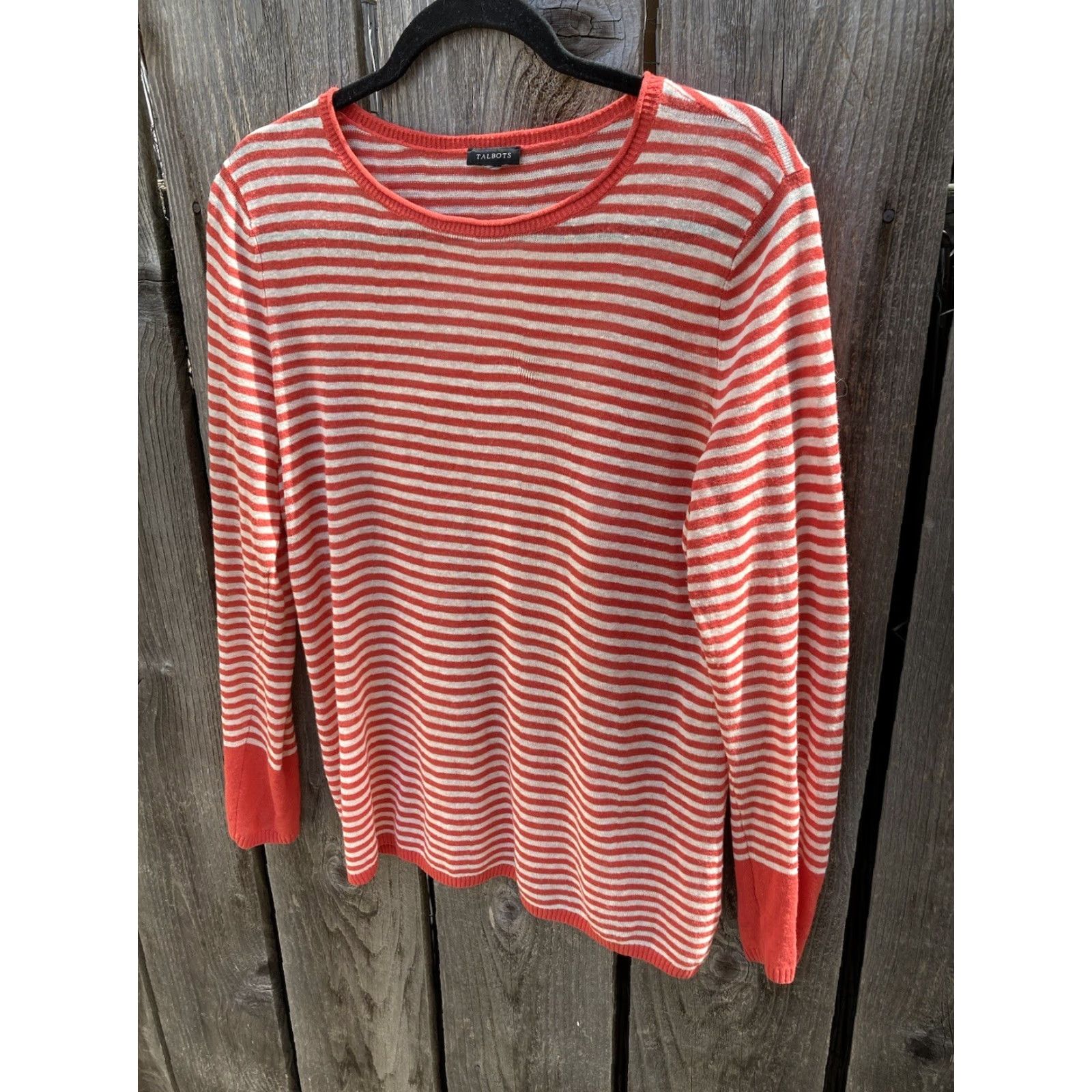 Talbots VINTAGE Women's Talbots Sweater Orange Striped NO TAGS Crew Vibrant Fall Linen Light Size XL / US 12-14 / IT 48-50 - 3 Thumbnail