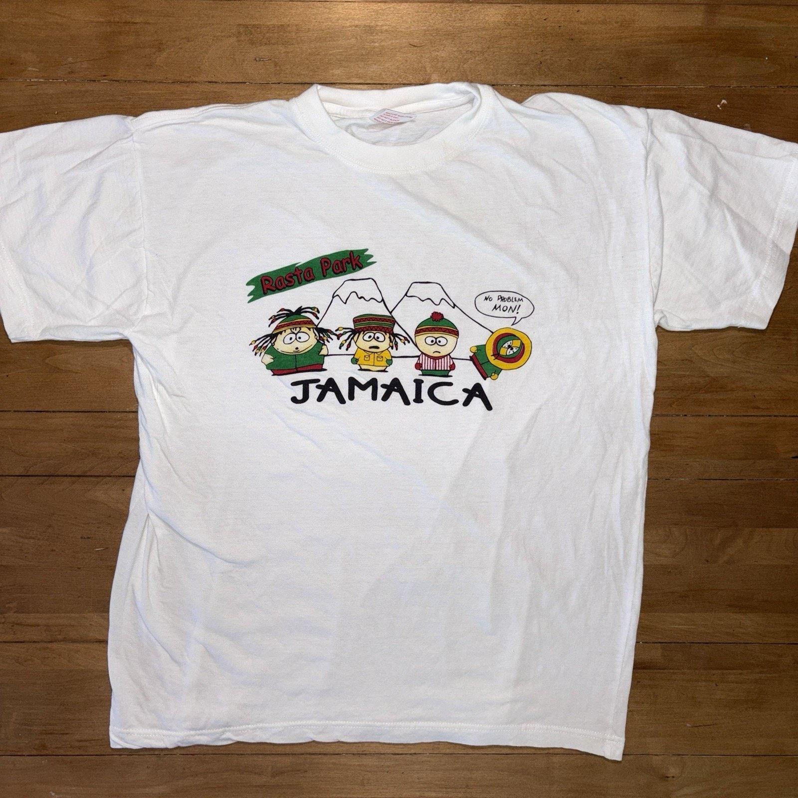 Vintage Vintage 90s Rasta Park Jamaica South Park T-Shirt Animated Size US XL / EU 56 / 4 - 1 Thumbnail