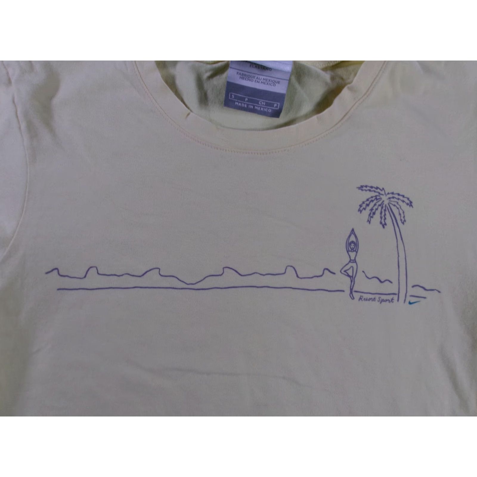 Nike Nike Shirt Women S Short Sleeve Graphic Palm Tree Resort Sport Yellow Cotton Blend Size S / US 4 / IT 40 - 2 Thumbnail