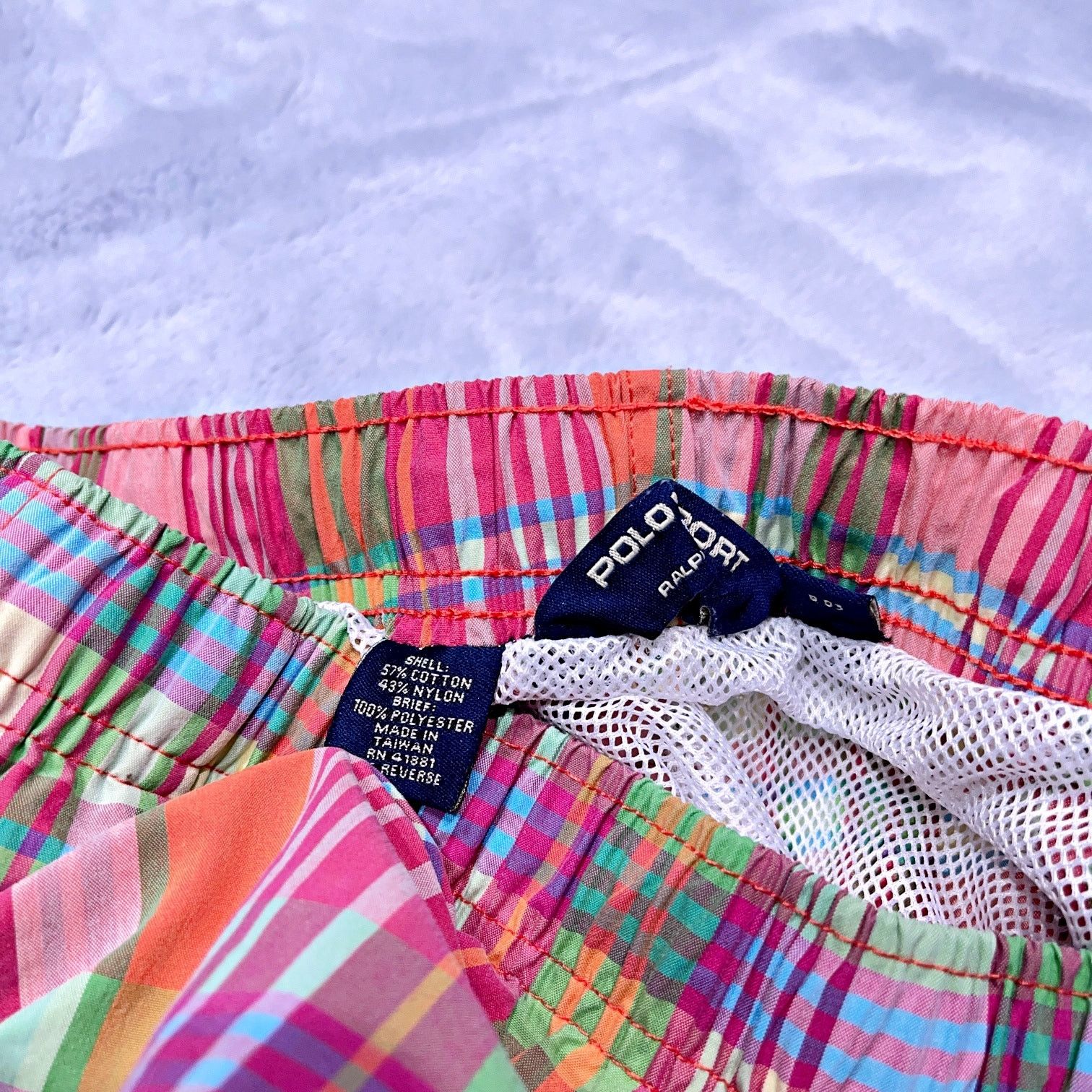 Polo Ralph Lauren POLO Sport Ralph Lauren Madras Plaid Swim Trunks 6" VTG L Size US 32 / EU 48 - 4 Thumbnail