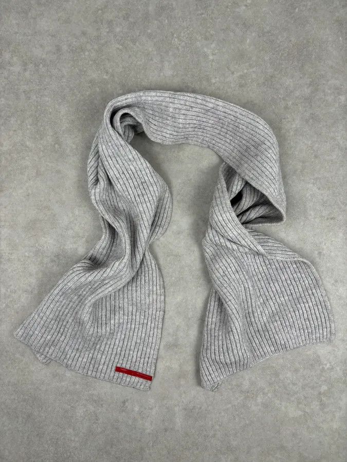 Prada 2000s Prada Linea Rossa Grey Wool Minimalist Scarf Size ONE SIZE - 4 Thumbnail