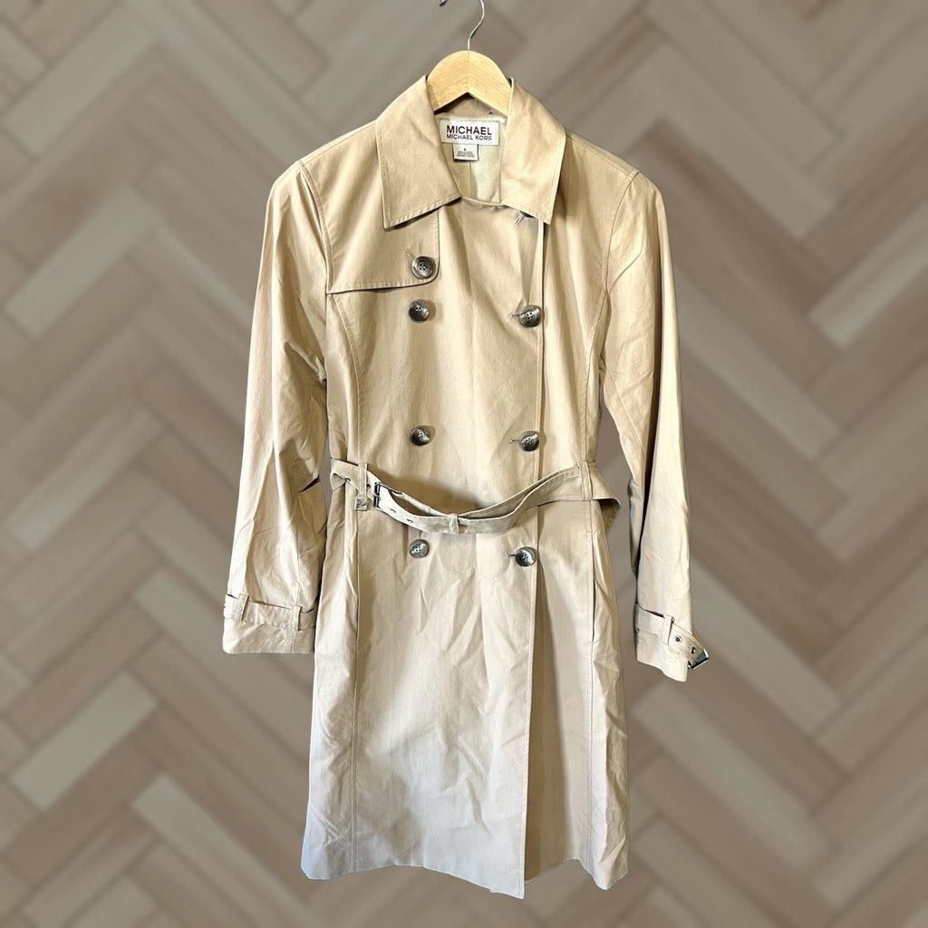 Michael Kors NWT Michael Kors Womens Trench Coat Beige Cotton Lightweight Belted Size S Size S / US 4 / IT 40 - 1 Thumbnail