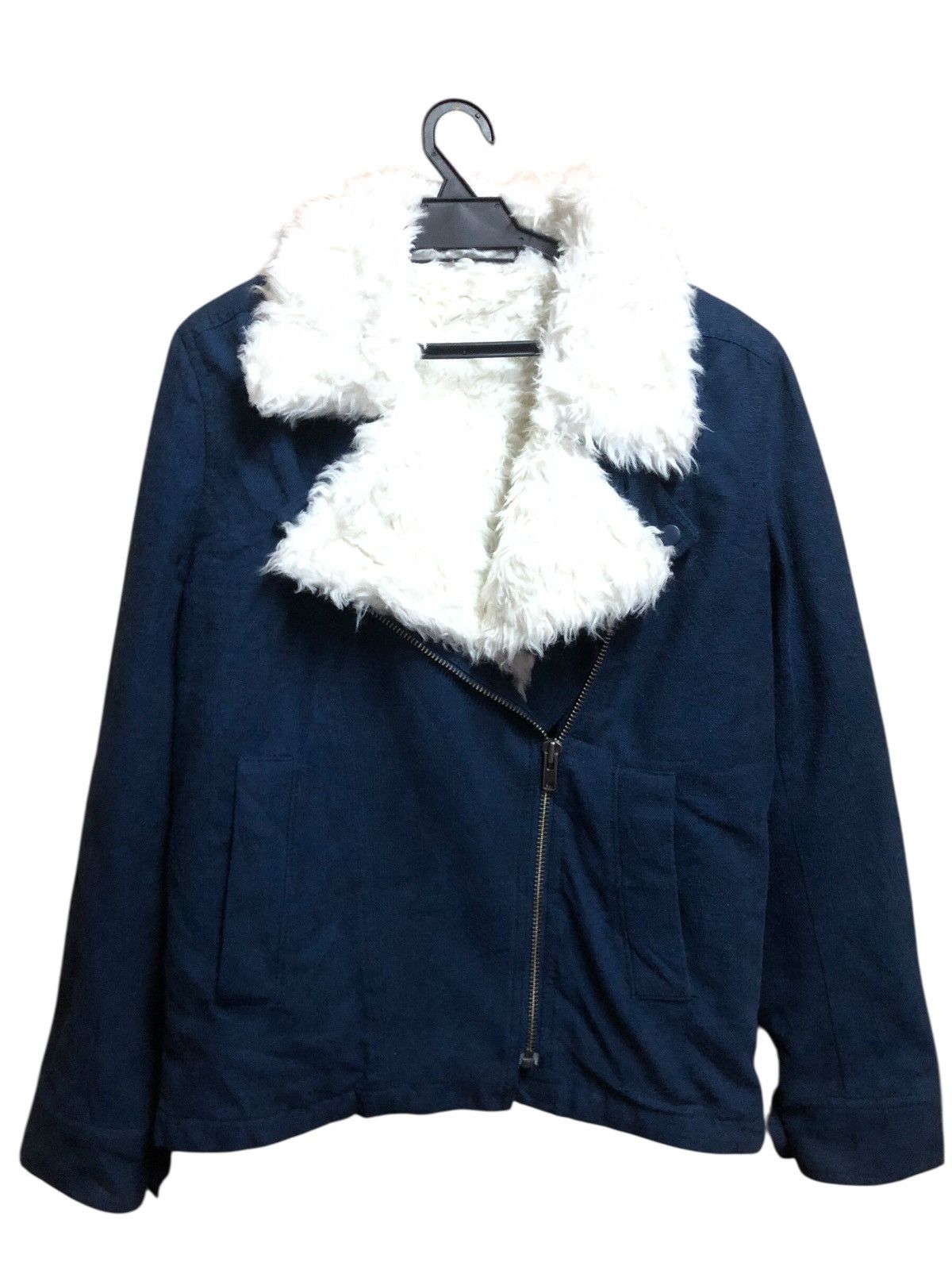MOUSSY Moussy Denim Sherpa Lined Double Collar Bikers Winter Jacket Size US M / EU 48-50 / 2 - 1 Thumbnail