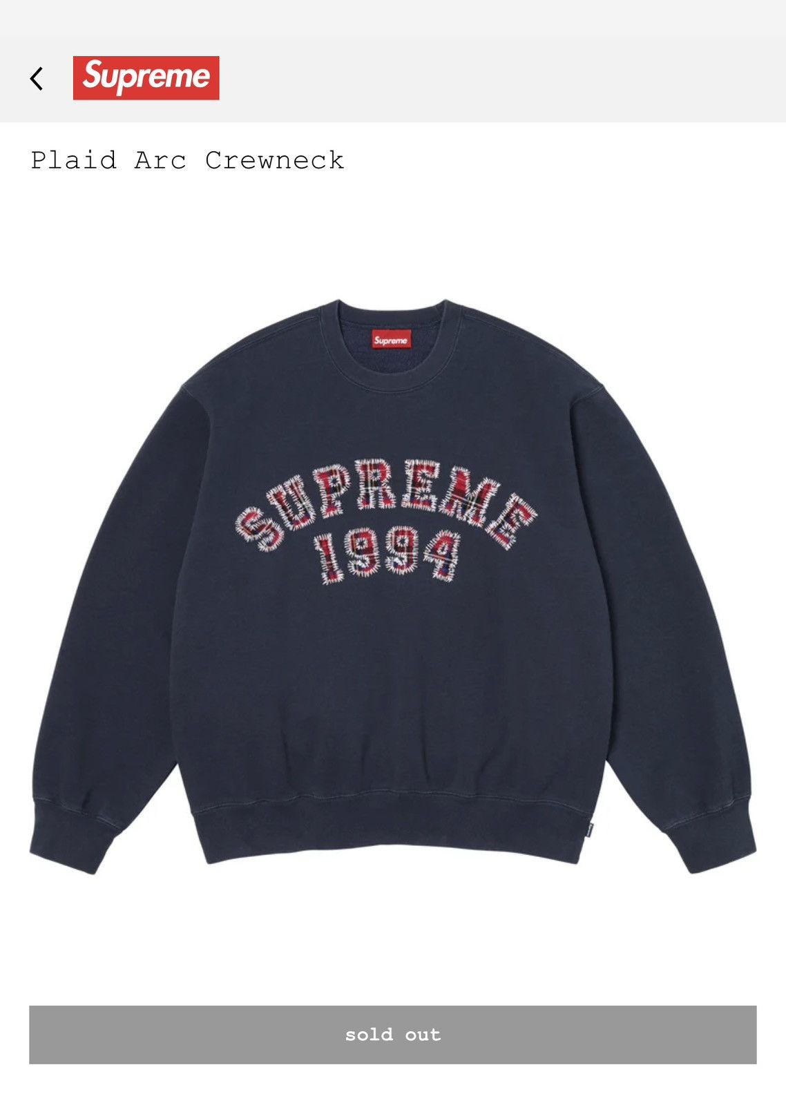 Supreme SUPREME PLAID ARC CREWNECK Size US XL / EU 56 / 4 - 1 Thumbnail