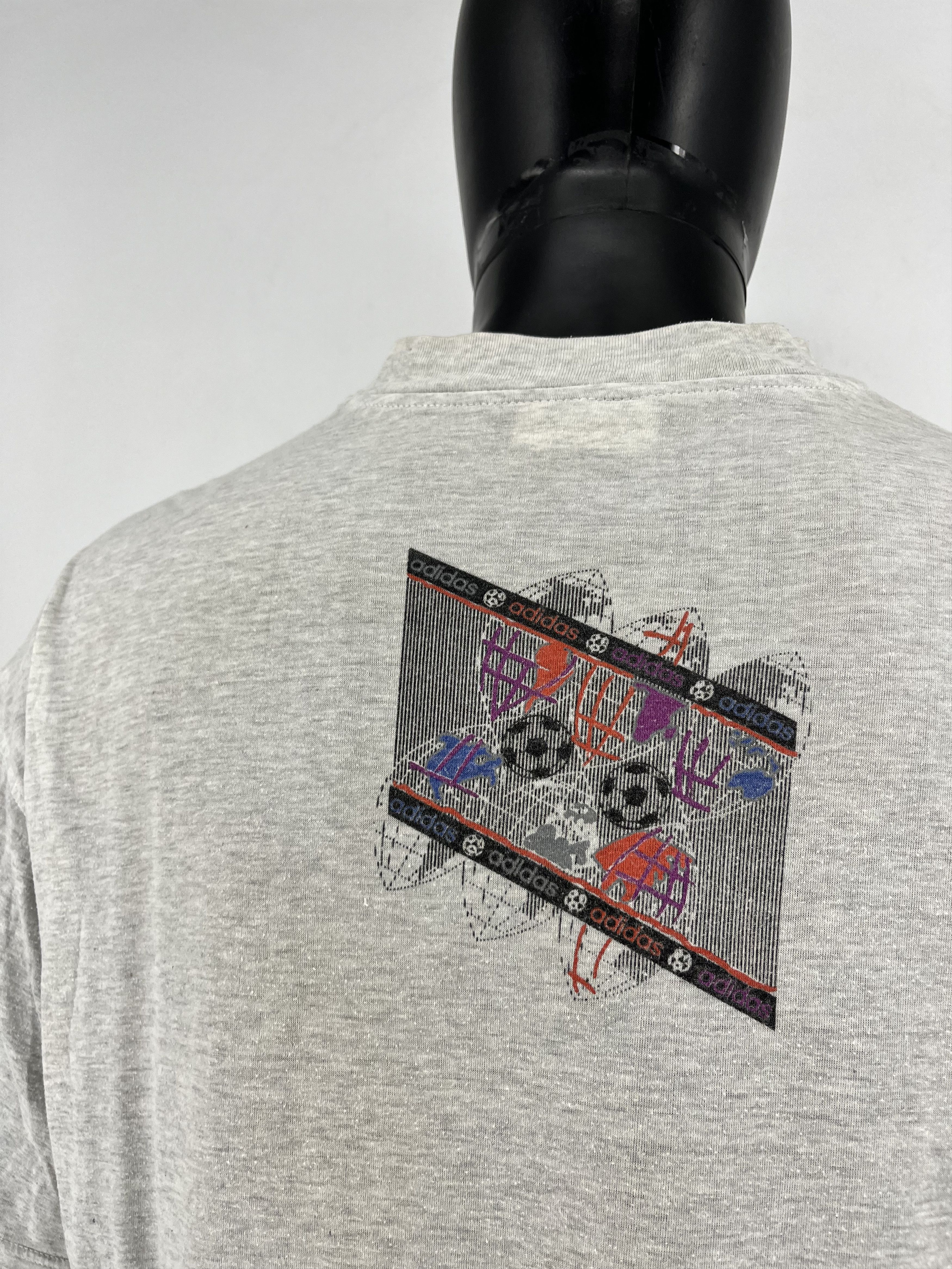 Adidas × Vintage Adidas Grau Grafik T-Shirt Silver Tag Banner Tag 80s Size US XL / EU 56 / 4 - 11 Thumbnail