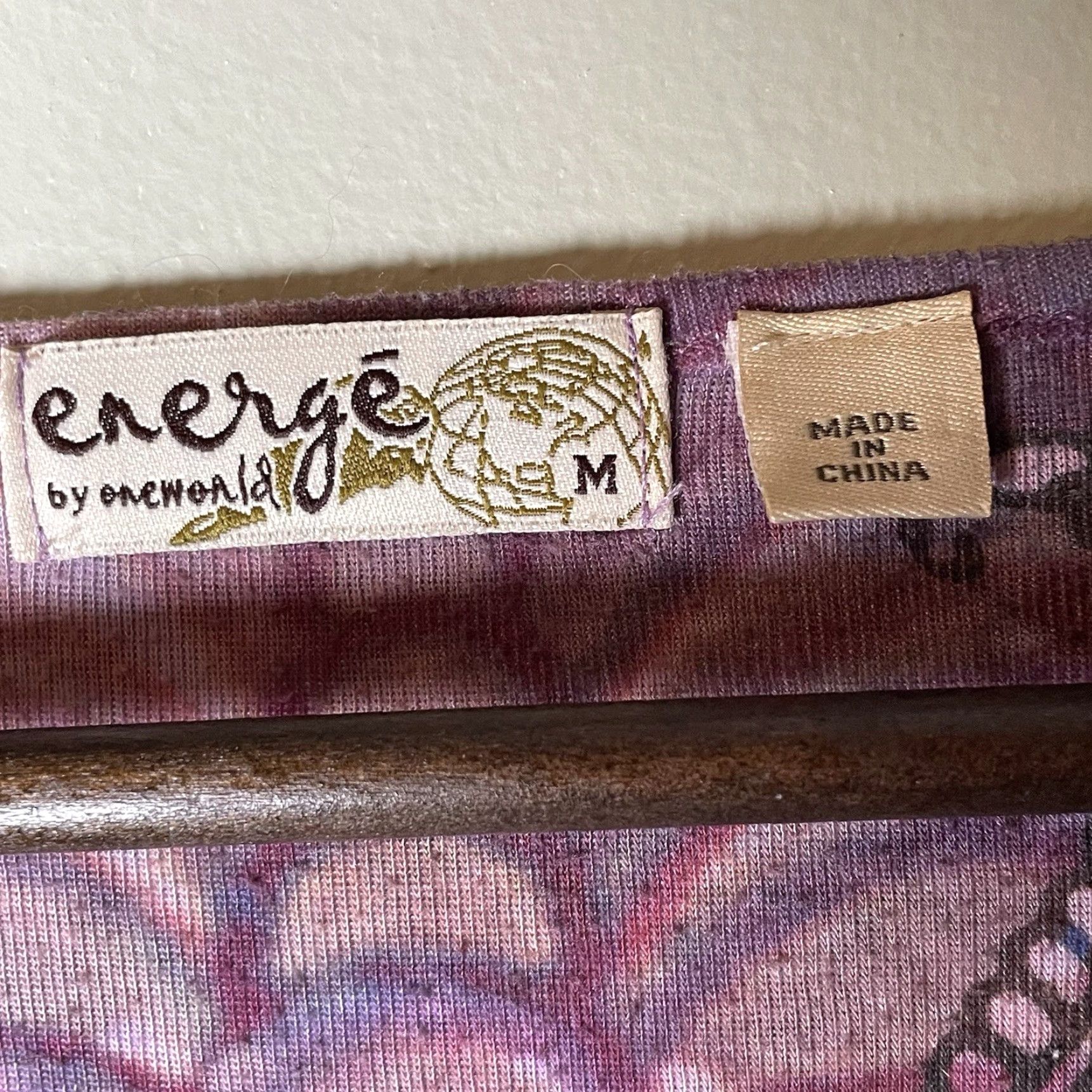 Vintage ENERGE by ONEWORLD Top Purple Boho 3/4 Sleeve V-Neck Knit Floral Embroidered Fairy Hippie Stretch M Womens Regular Size M / US 6-8 / IT 42-44 - 4 Thumbnail