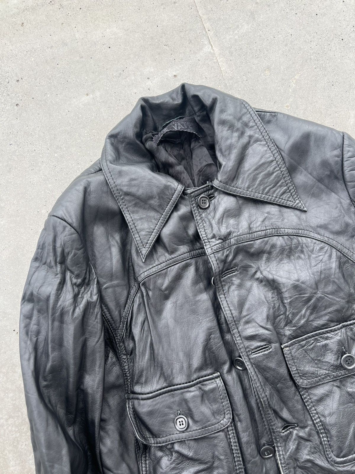 Genuine Leather × Vintage Leather jacket vintage avant garde s black Size S / US 4 / IT 40 - 2 Thumbnail