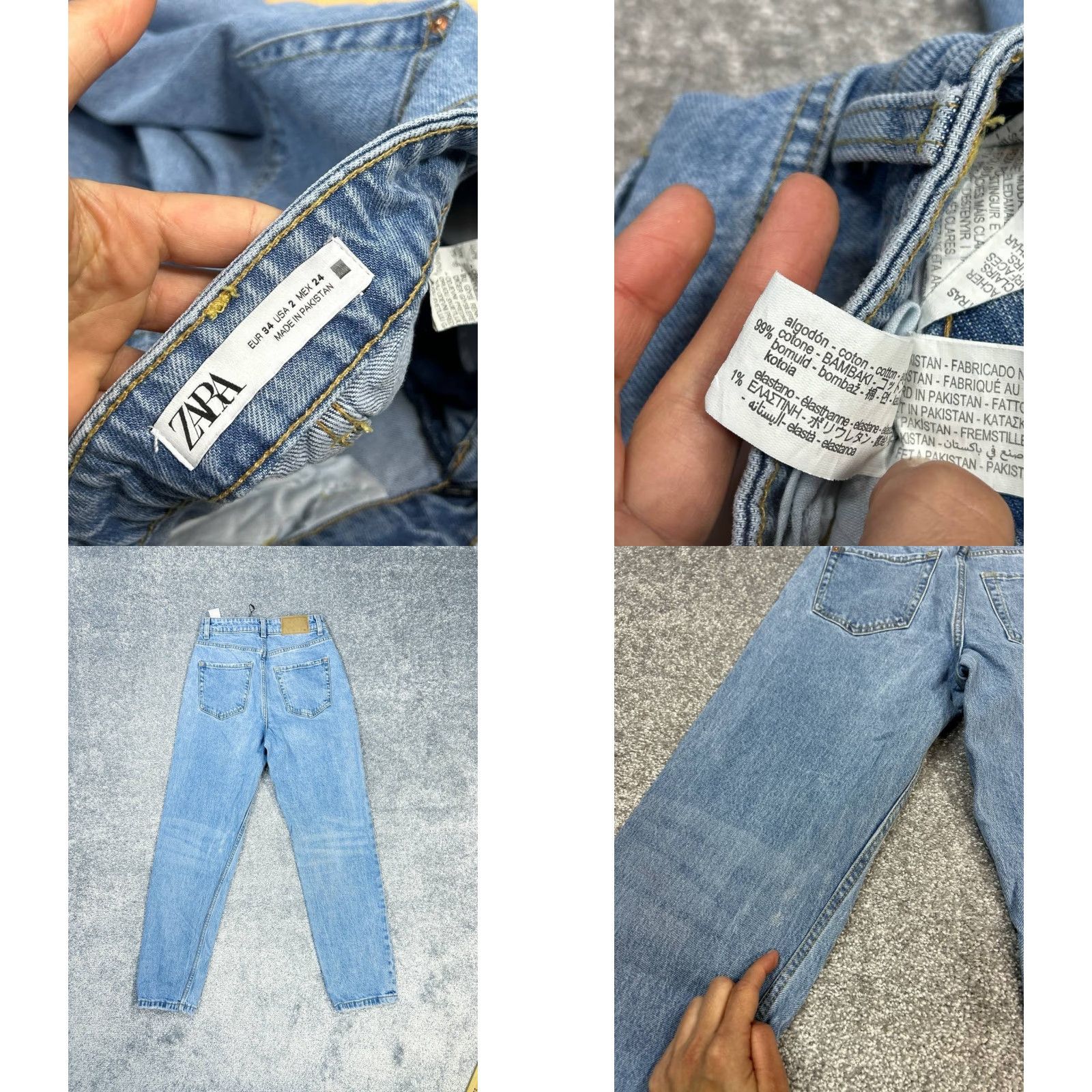 Zara Zara Jeans Womens 2 Light Wash Denim Taper Leg High Rise Zipper Jeans Blue Womens Size 26" / US 2 / IT 38 - 8 Thumbnail