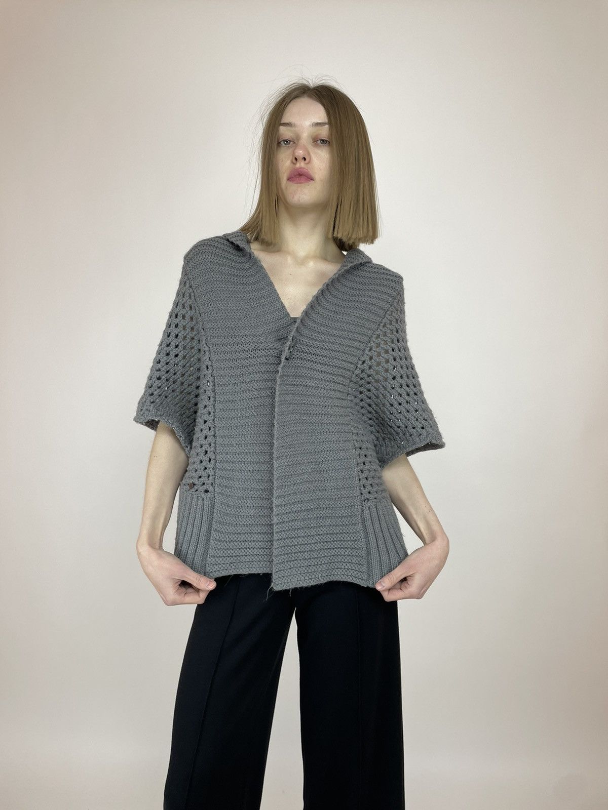 G-Star × Japanese Brand G-star INKA SHRUG CAPE KNIT Poncho Sleeveless Oversized Size XS / US 0-2 / IT 36-38 - 2 Thumbnail