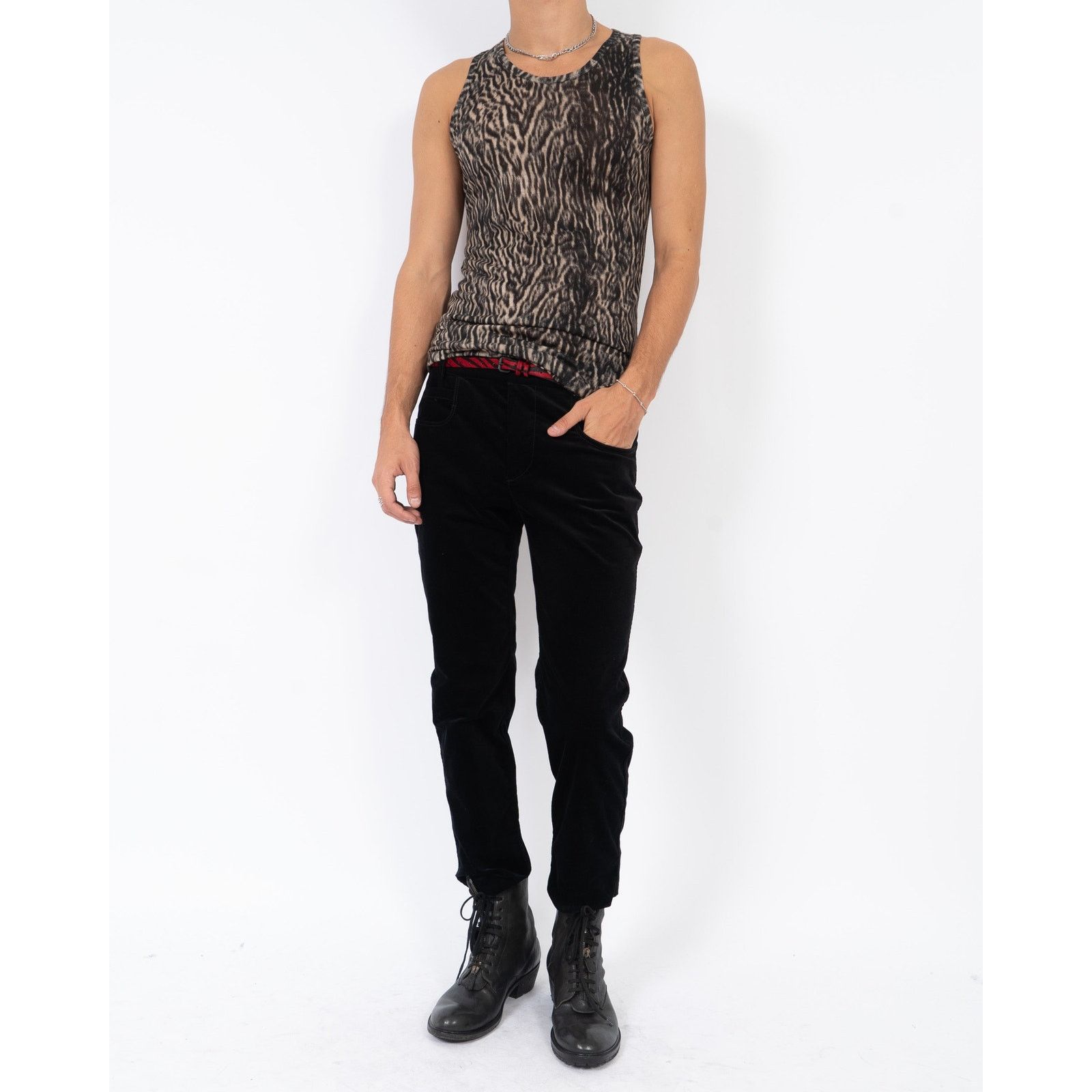 Haider Ackermann FW17 Cropped Slim Fit Trousers in Goya Black Velvet Size US 30 / EU 46 - 2 Thumbnail