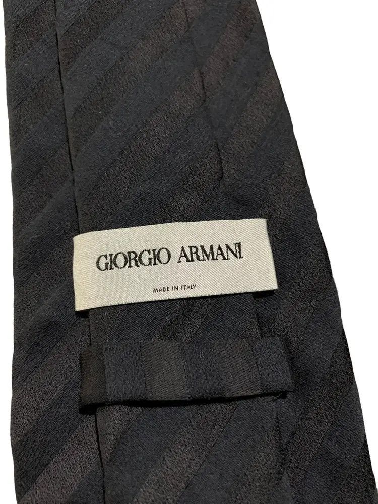 Armani Collezioni Giorgio Armani diagonal stripe dark grey wool neck tie Size ONE SIZE - 6 Thumbnail