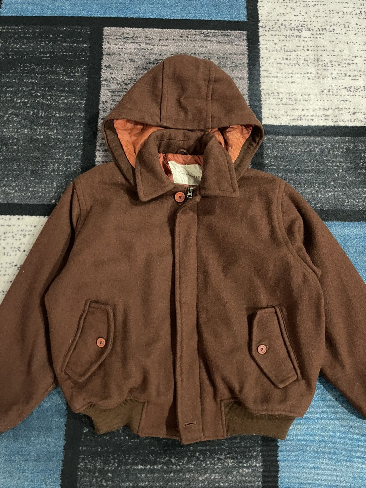 Japanese Brand × Vintage Vintage Flandre Club Hoodie Wool Jacket Size US L / EU 52-54 / 3 - 5 Thumbnail