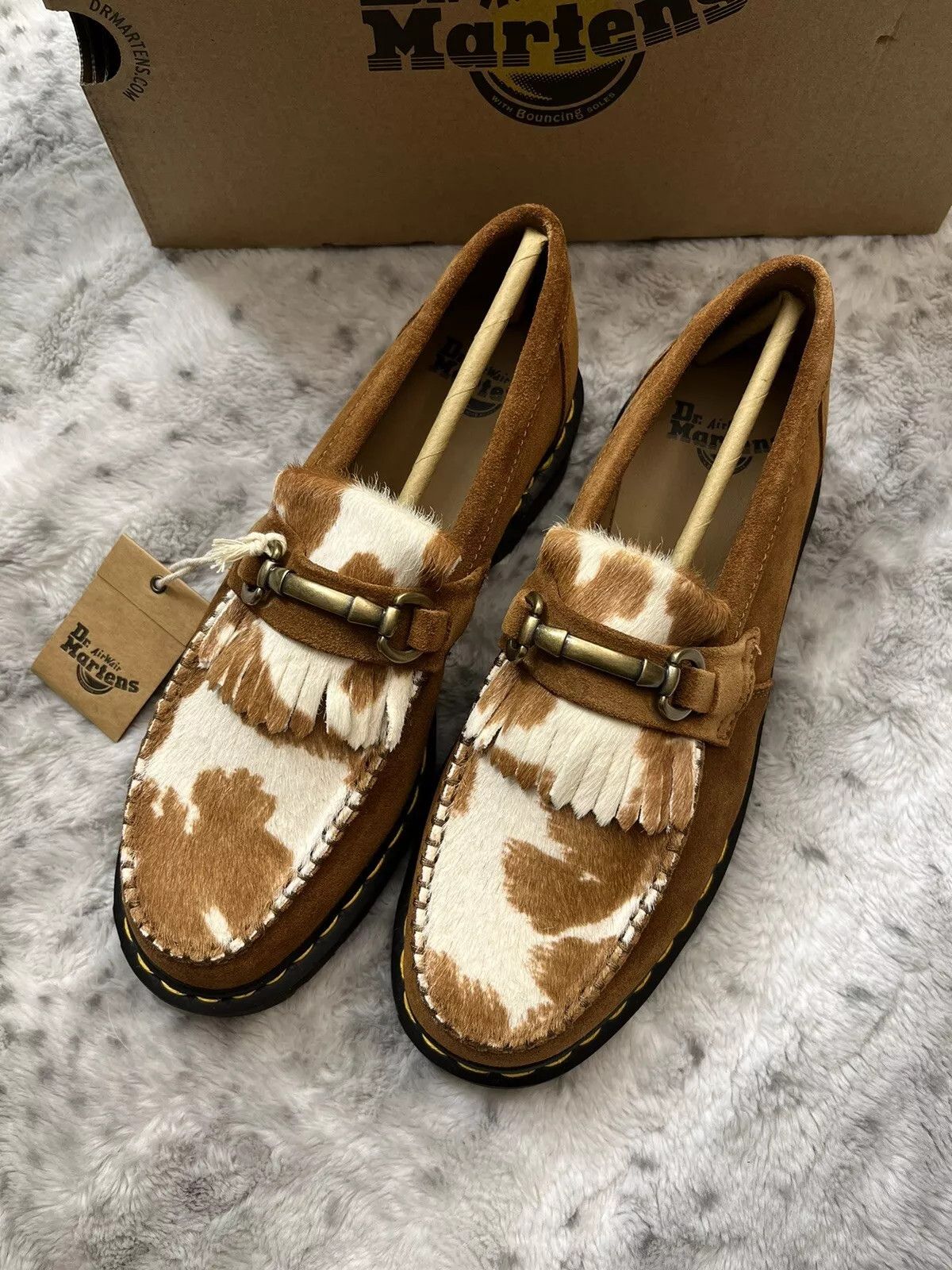 Dr. Martens DR. MARTENS ADRIAN SNAFFLE HAIR-ON COW PRINT KILTIE LOAFERS Size US 13 / EU 46 - 3 Thumbnail