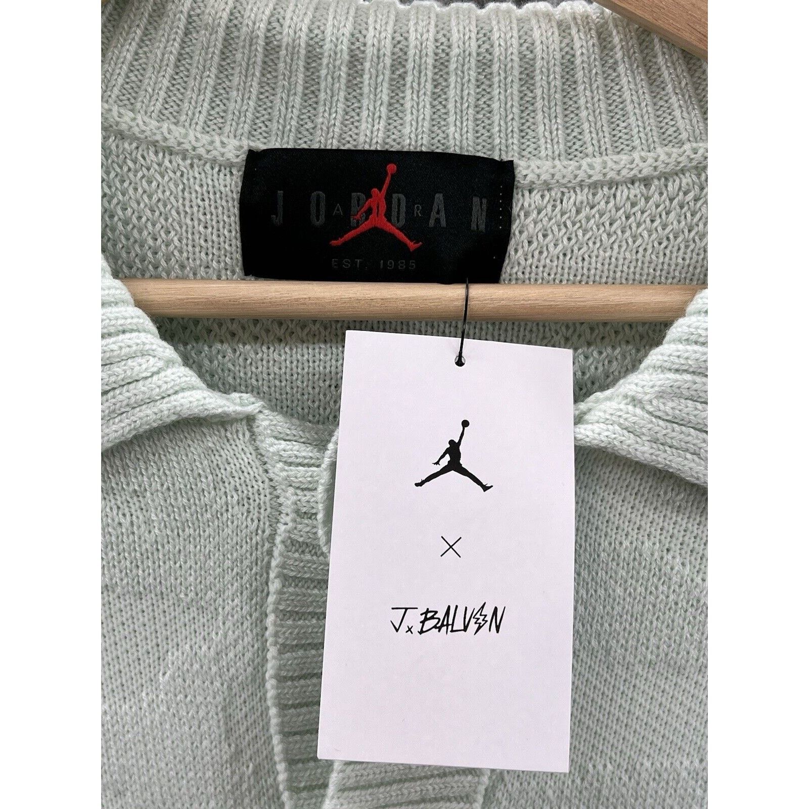 Nike Jordan J Balvin Cropped Sweater Mint Green FJ6145-394 Size US M / EU 48-50 / 2 - 3 Thumbnail