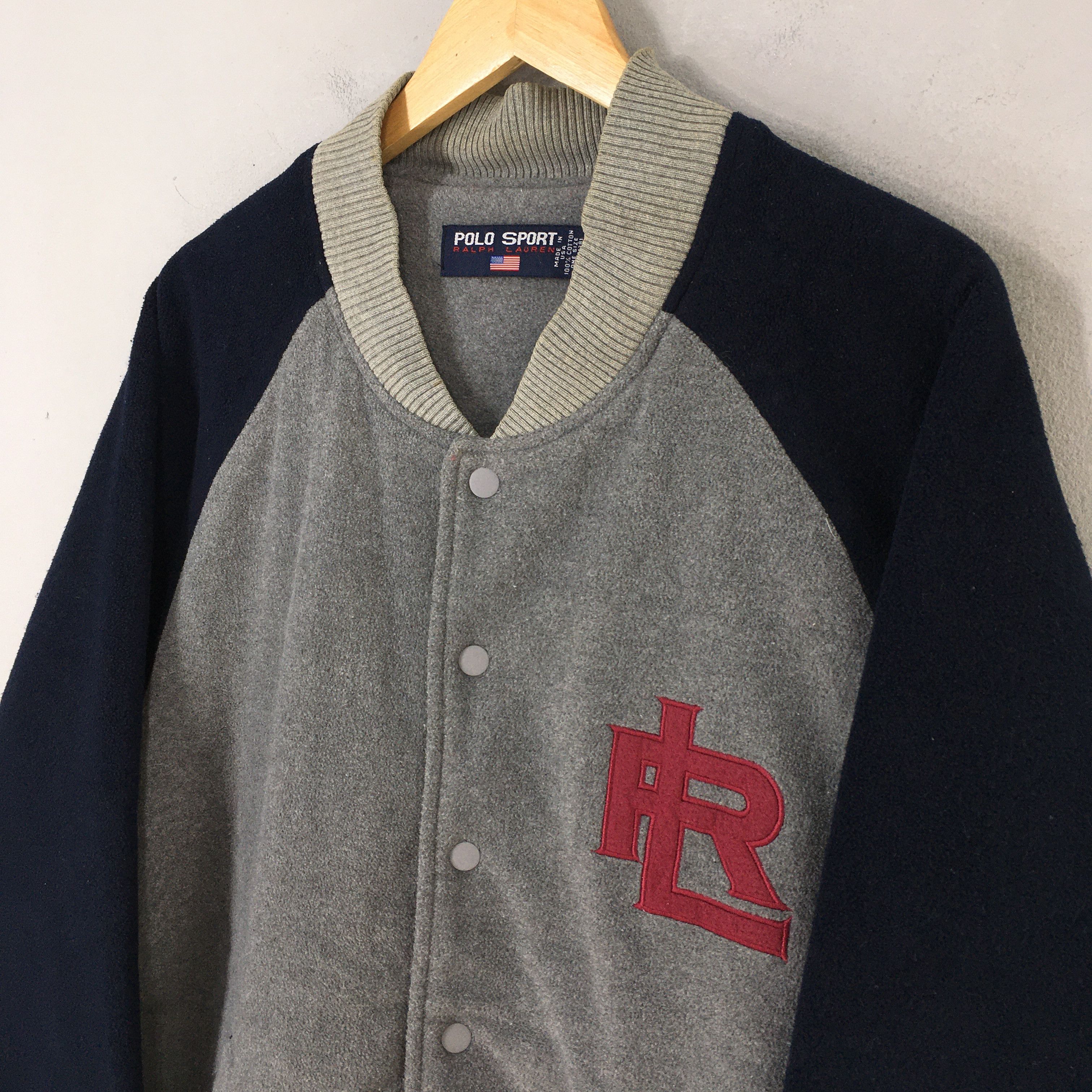 Polo Ralph Lauren Vintage 90's Polo Sport Gray Fleece Button Jacket Large Size US L / EU 52-54 / 3 - 4 Thumbnail