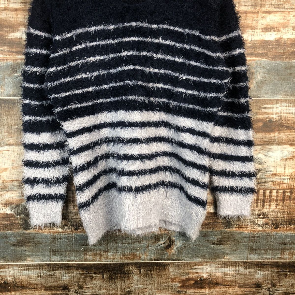 Homespun Knitwear DL Enjoliver Blue Stripe Mohair shaggy Knitwear #C029 Size US M / EU 48-50 / 2 - 3 Thumbnail