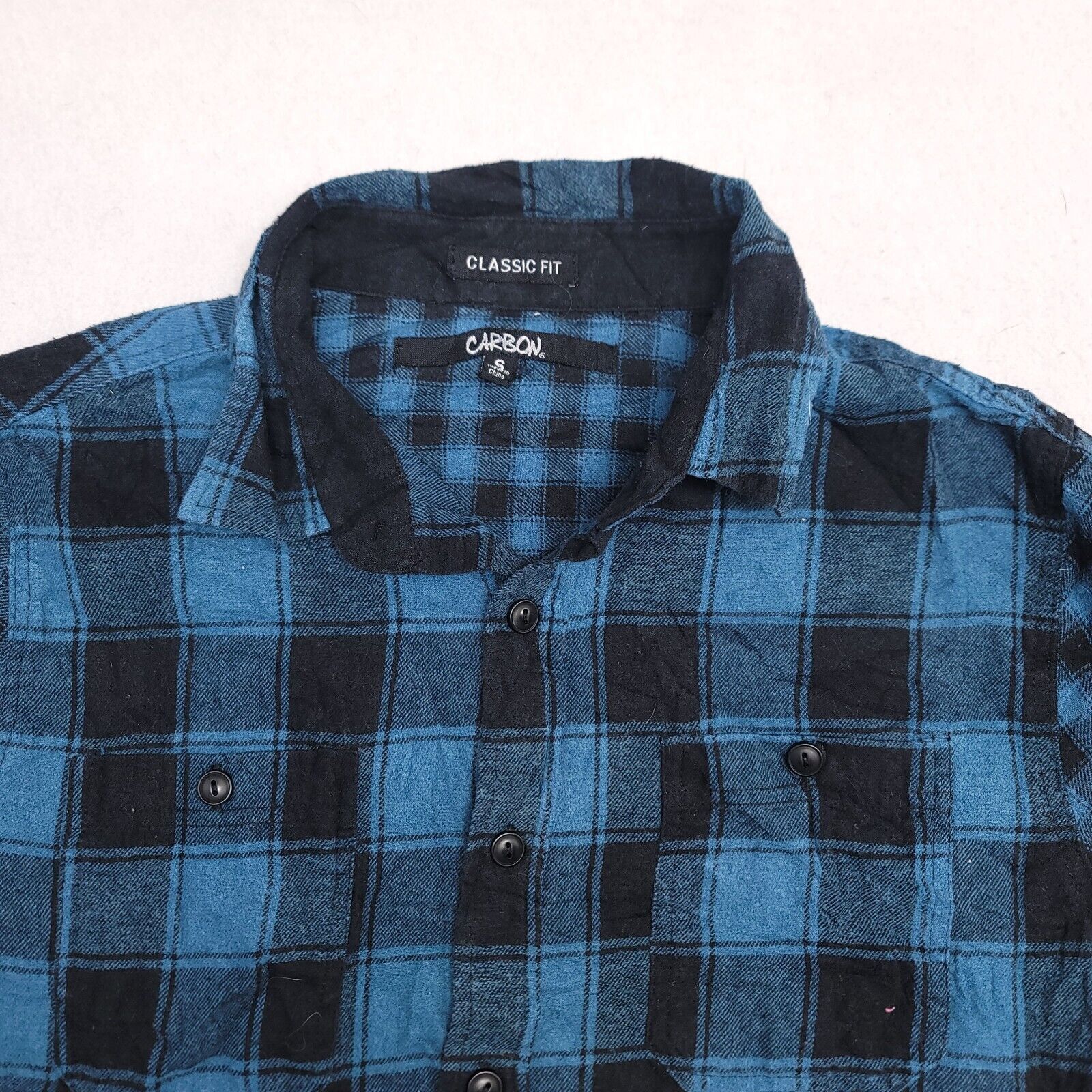 Carbon Carbon Buffalo Check Flannel Mens Size Small S Blue Black Size US S / EU 44-46 / 1 - 1 Thumbnail