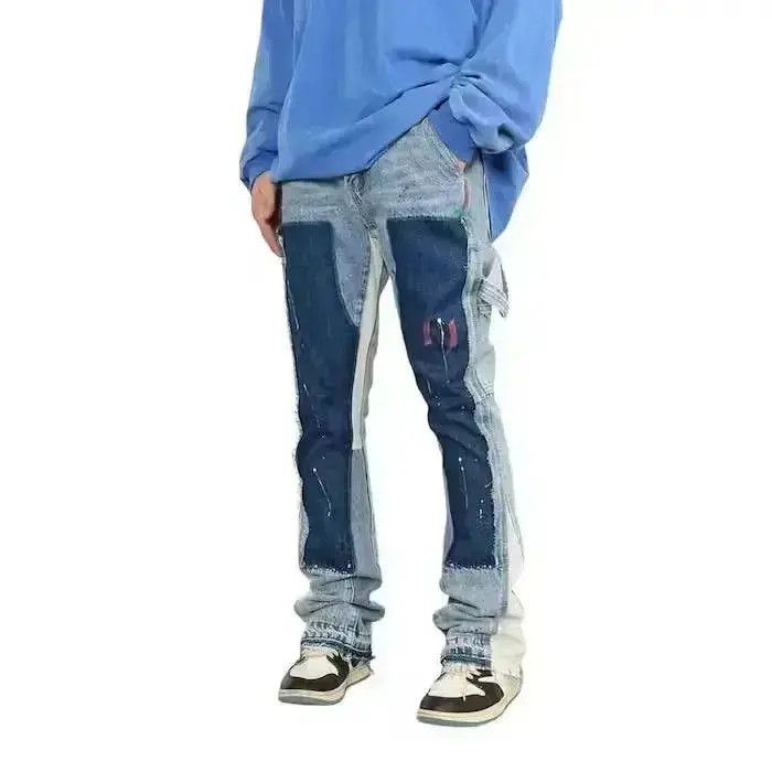 Japanese Brand Paint Splatter Stacked Denim Jeans Size US 34 / EU 50 - 4 Thumbnail