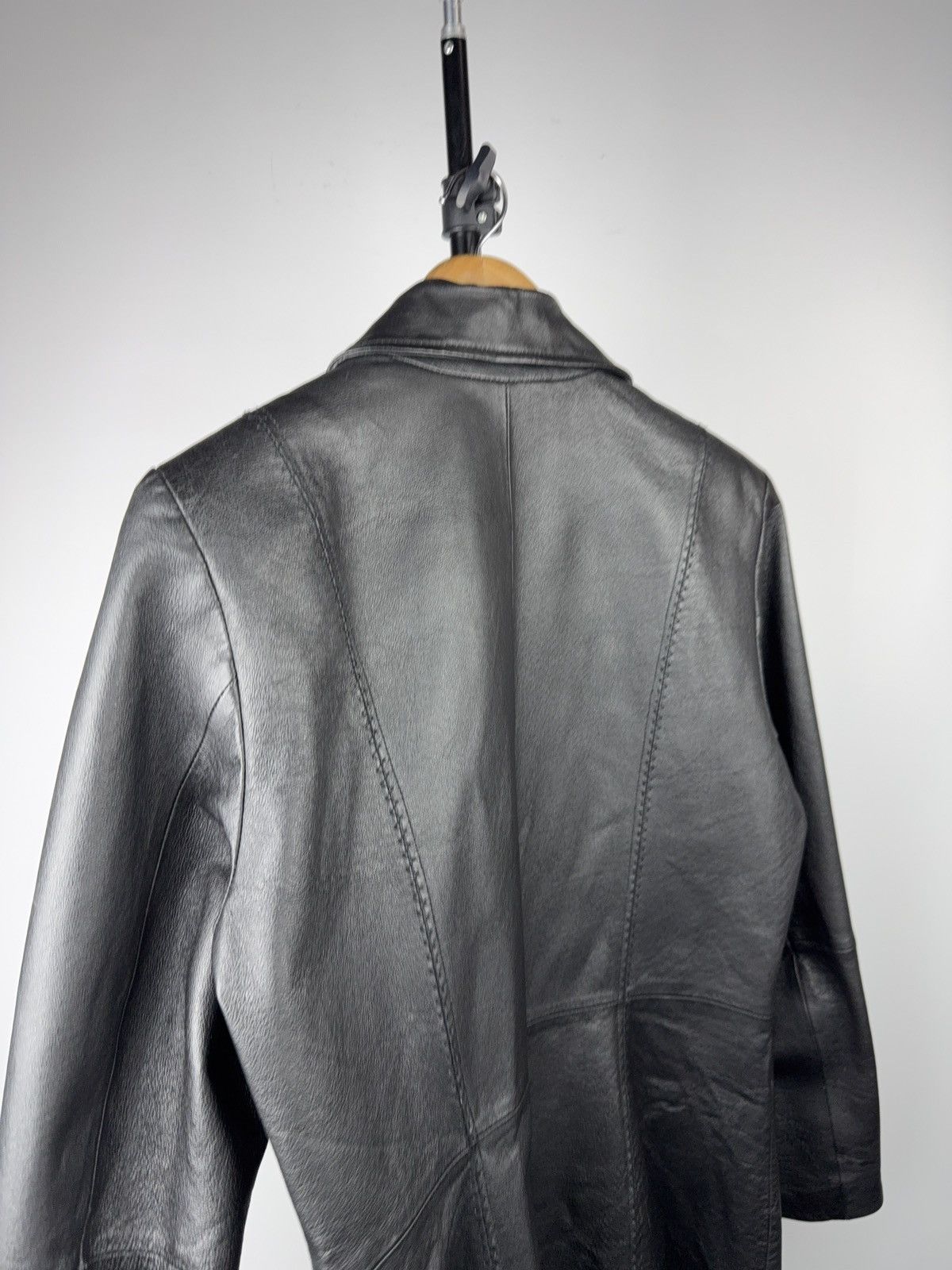 Genuine Leather Vintage 90s Japanese Avant Garde Black Real Leather Coat M Size M / US 6-8 / IT 42-44 - 10 Thumbnail