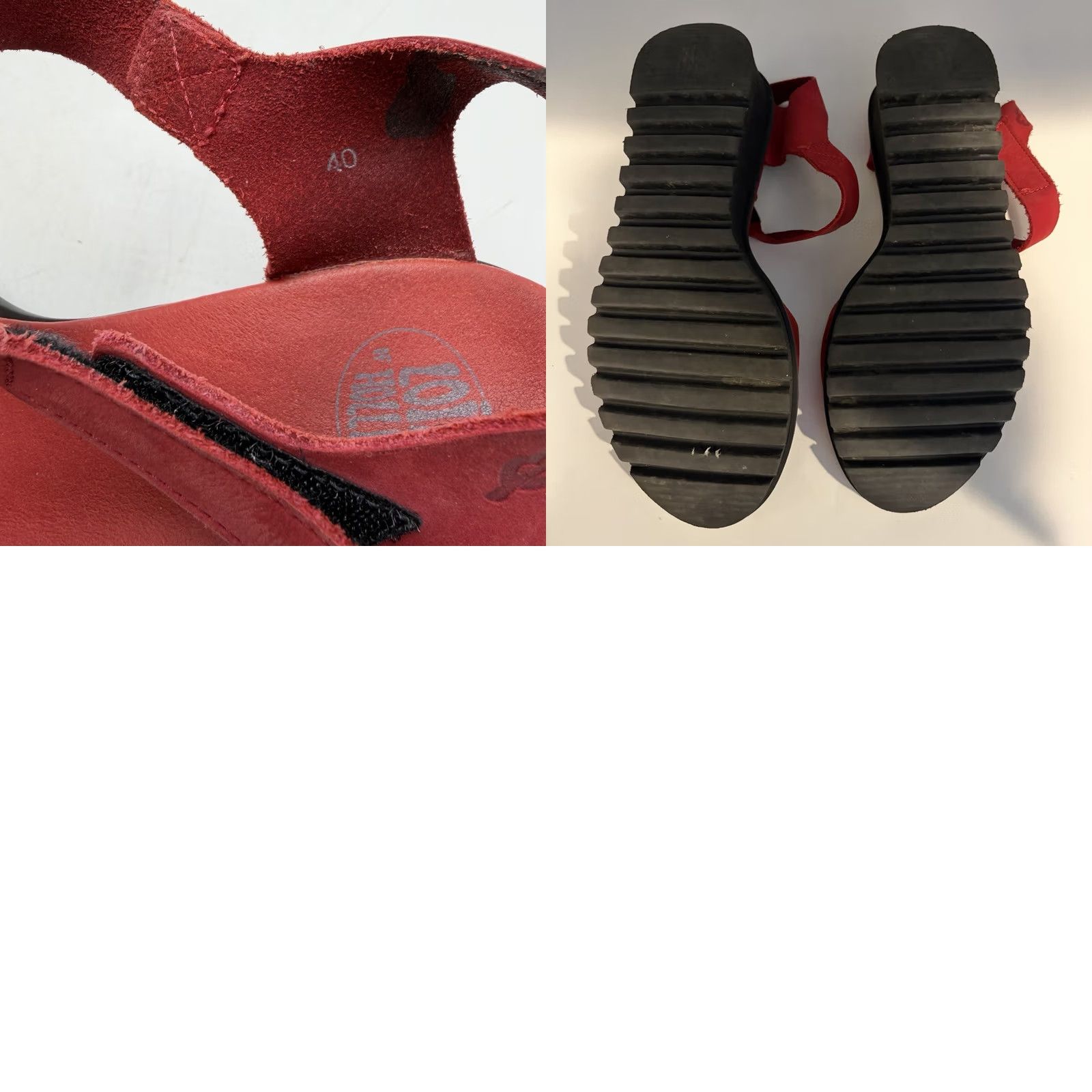 Vintage Loints of Holland Sandals Womens 9 Red Leather Ankle Strap Wedge Sandal Casual Shoes Size US 8 / IT 38 - 8 Thumbnail