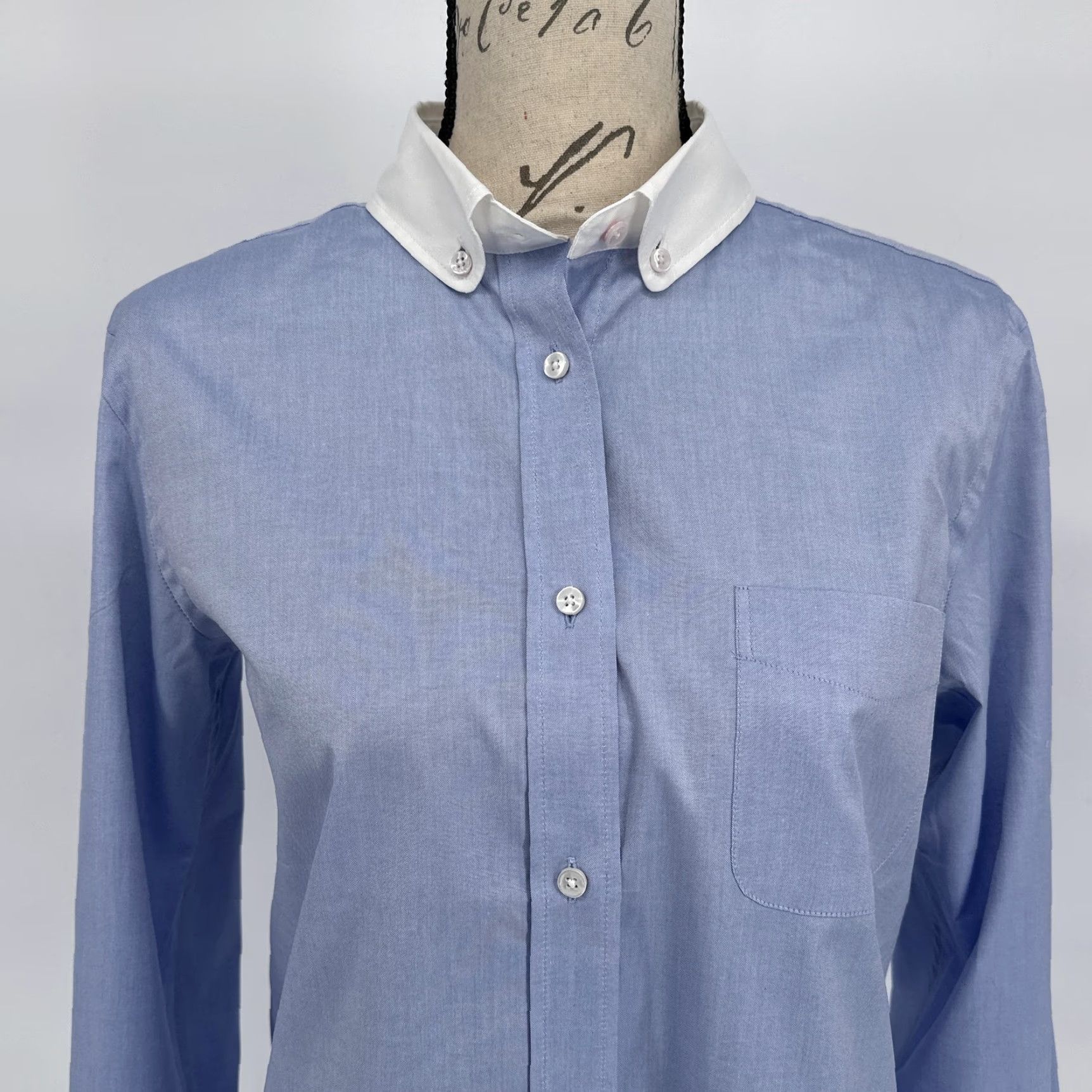 Coach Coach Shirt Womens 8 Blue White Chambray Contrast Collar Button Front Cotton Size M / US 6-8 / IT 42-44 - 2 Thumbnail