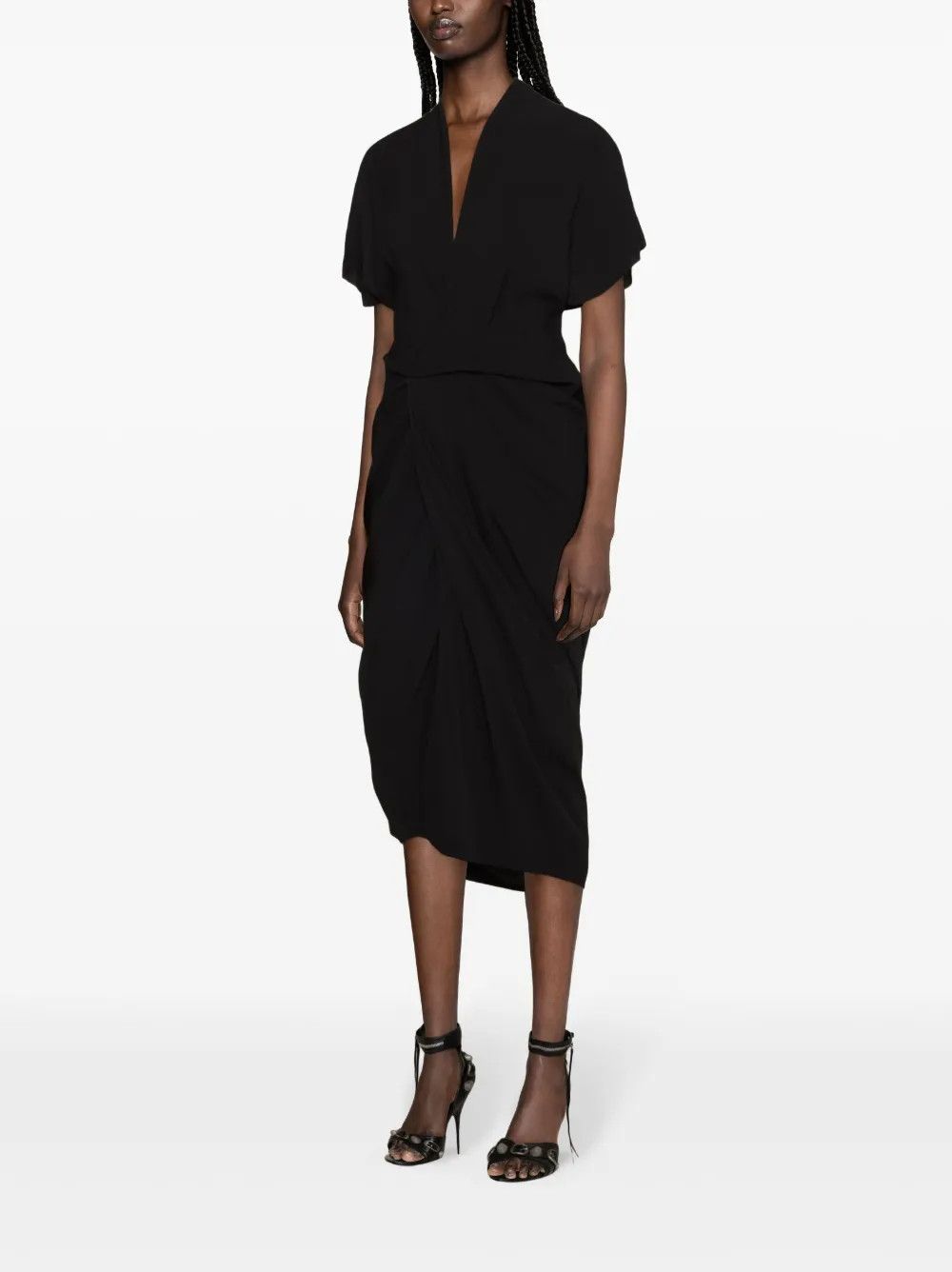 Rick Owens o1y0126 Midi Dress in Black Size S / US 4 / IT 40 - 2 Thumbnail