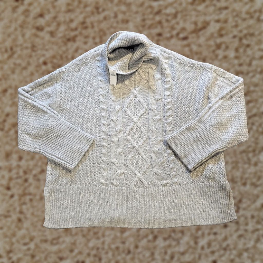 Gap GAP Sweater Womens Size XL Gray Cable-Knit Wool Alpaca Blend Turtleneck Casual Pullover Regular Women’s Winter Size XL / US 12-14 / IT 48-50 - 1 Thumbnail