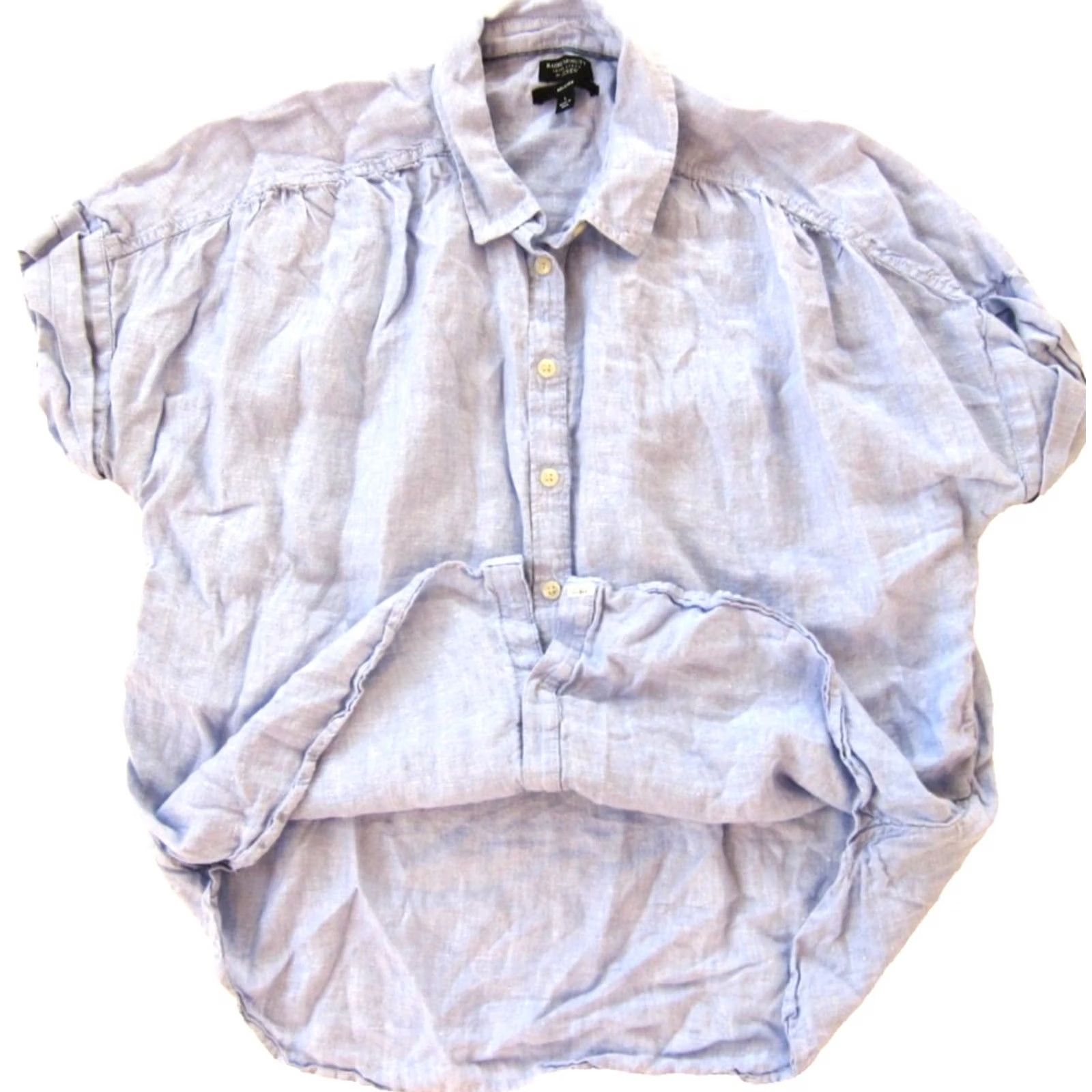 J.Crew J.CREW Baird McNutt 100% Irish Linen Short Sleeve Button Up Relaxed Blouse Large Size L / US 10 / IT 46 - 4 Thumbnail