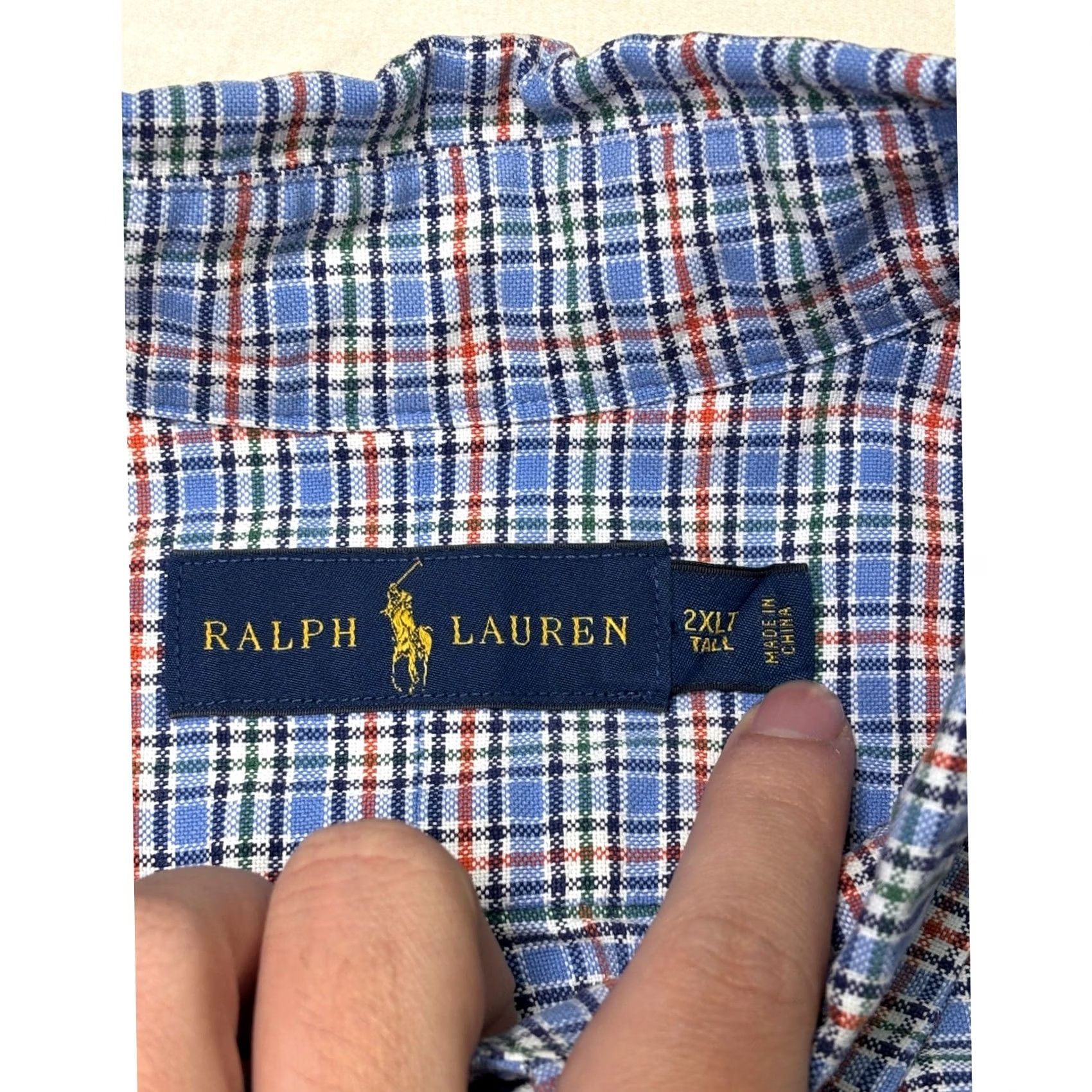 Ralph Lauren Ralph Lauren Mens 2XLT Tall Blue Plaid Button-Down Shirt Long Sleeve Cotton Pony Shirt Size US XXL / EU 58 / 5 - 4 Thumbnail