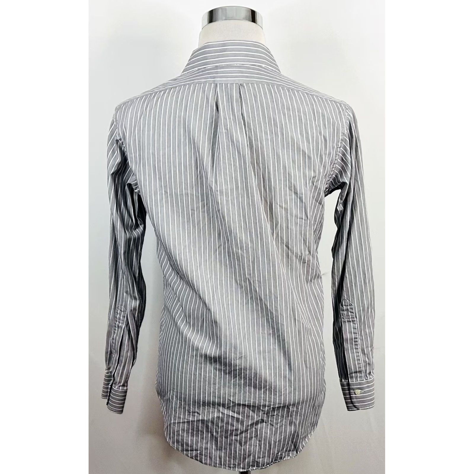 Brooks Brothers Brooks Brothers Dress Shirt Gray White Striped Cotton 15.5 33 Extra Slim Fit Shirt Mens Size 42R - 5 Thumbnail