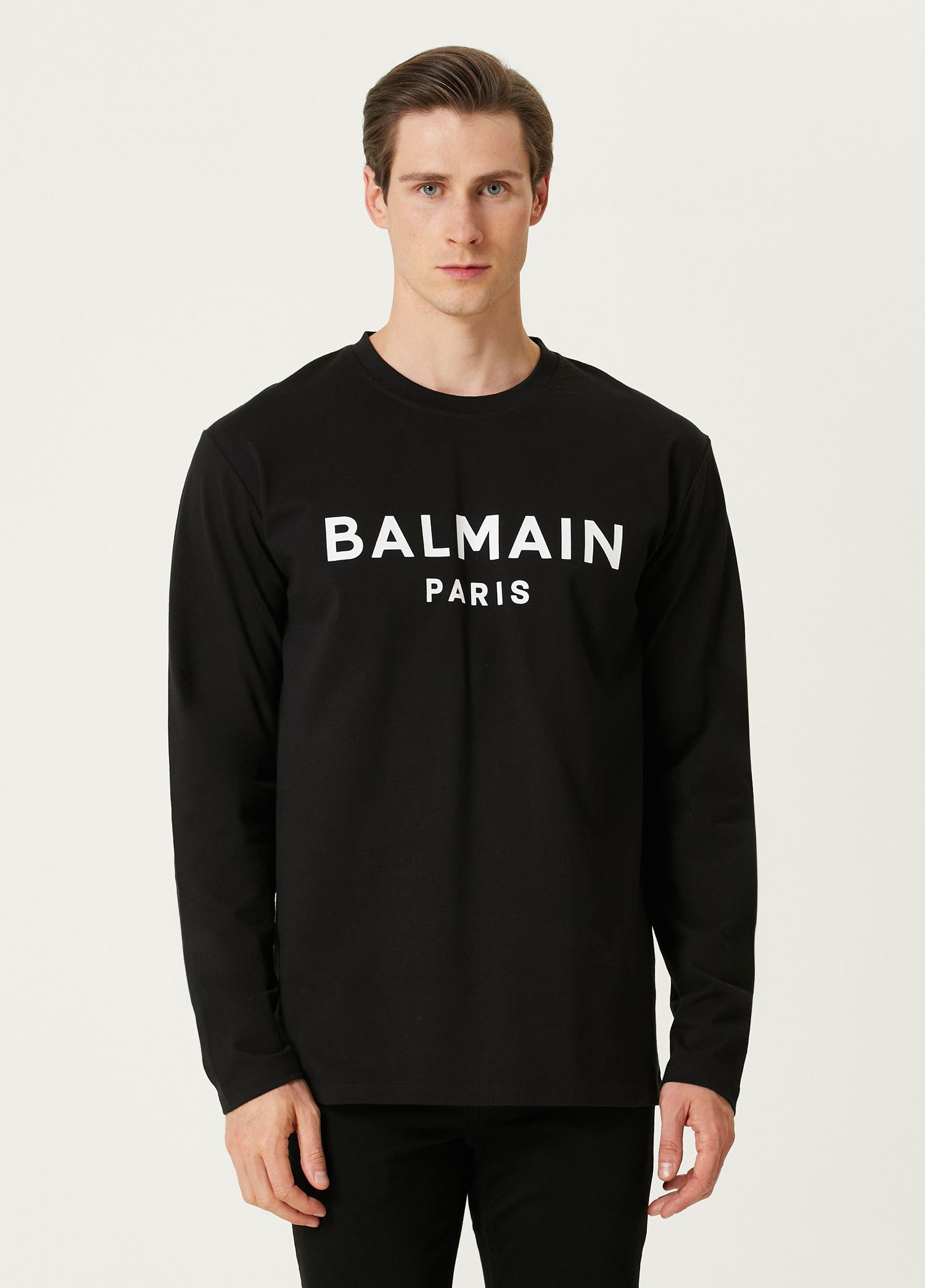 Balmain BALMAIN black & white logo print long sleeve t-shirt Large Size US L / EU 52-54 / 3 - 1 Thumbnail