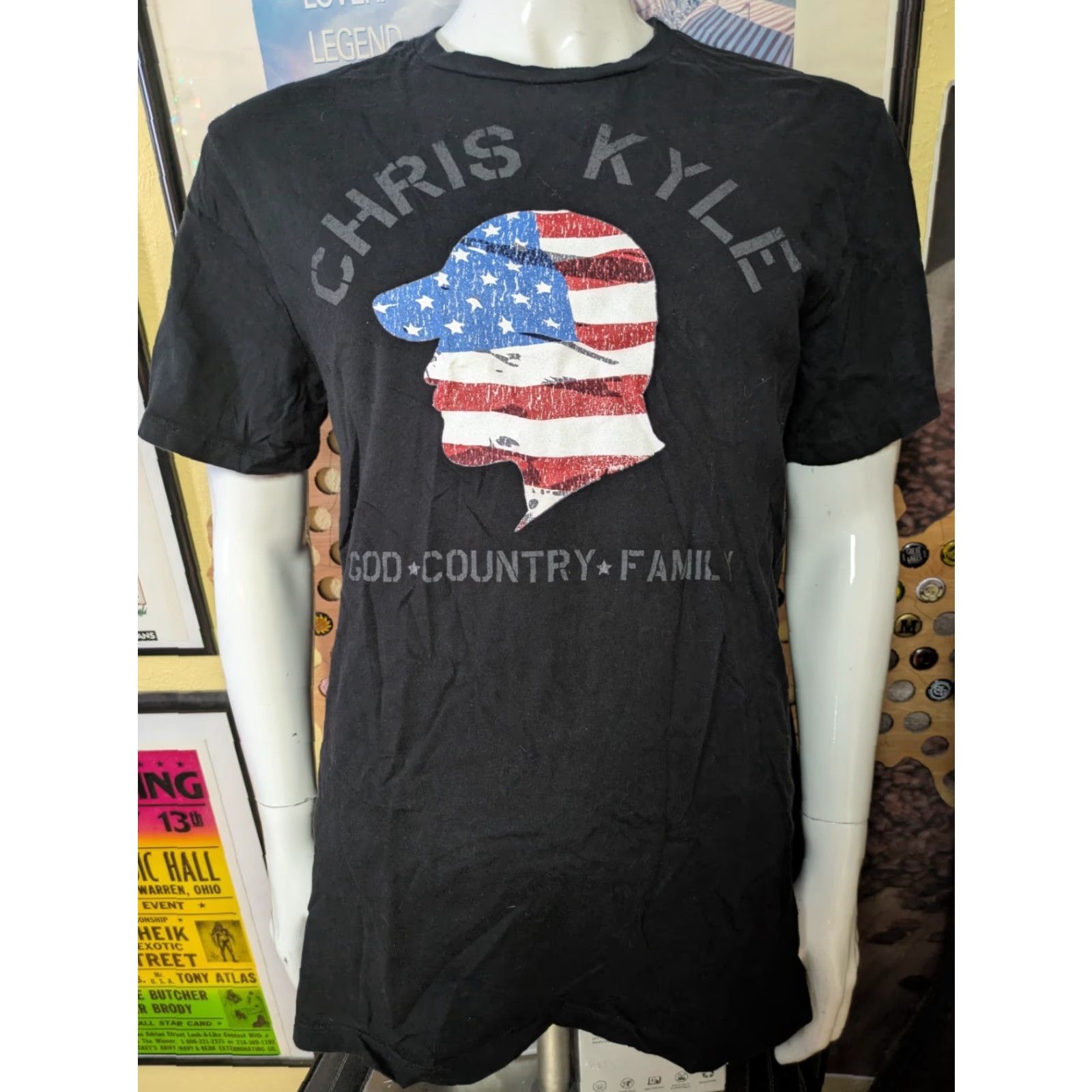 Vintage Chris Kyle God Country Family T Shirt Large Black CK Frog Foundation Navy SEAL Sniper Shirt Size US L / EU 52-54 / 3 - 2 Thumbnail