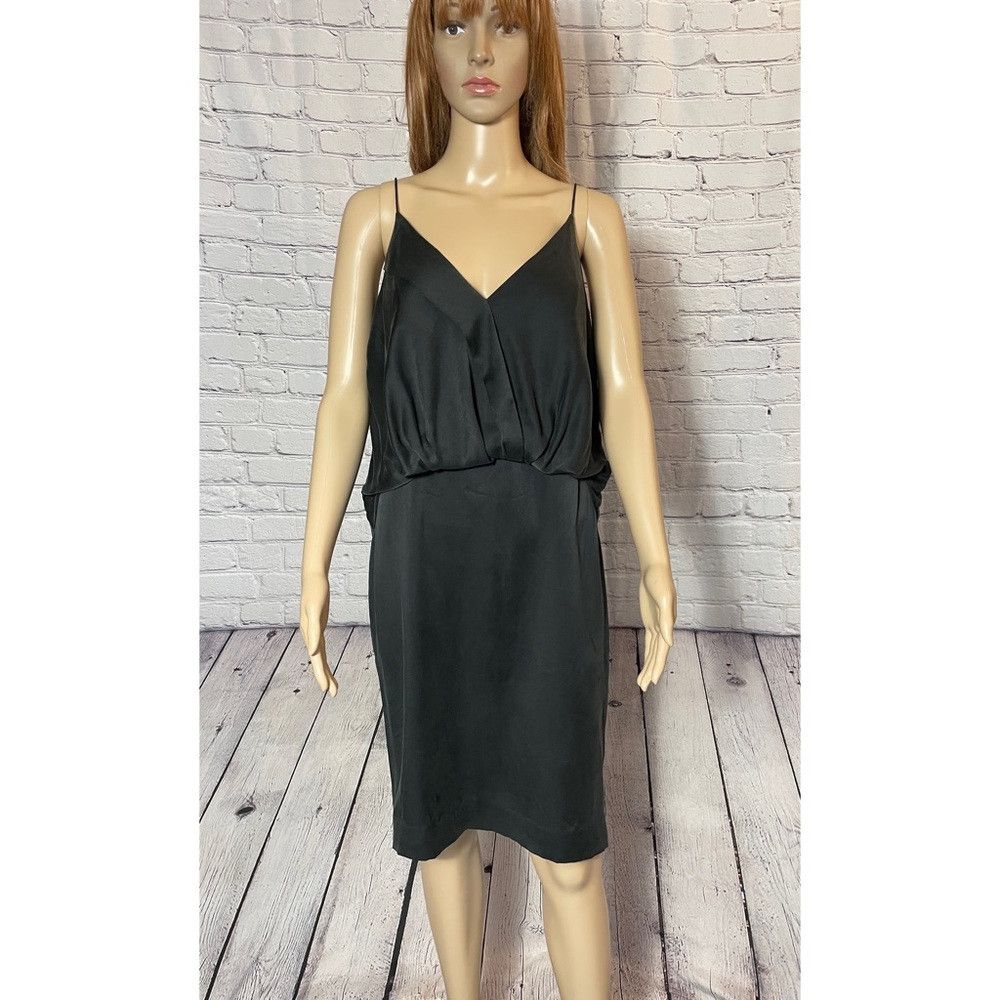 NWT New Banana Republic BR Monogram Silk Black Strap Dress