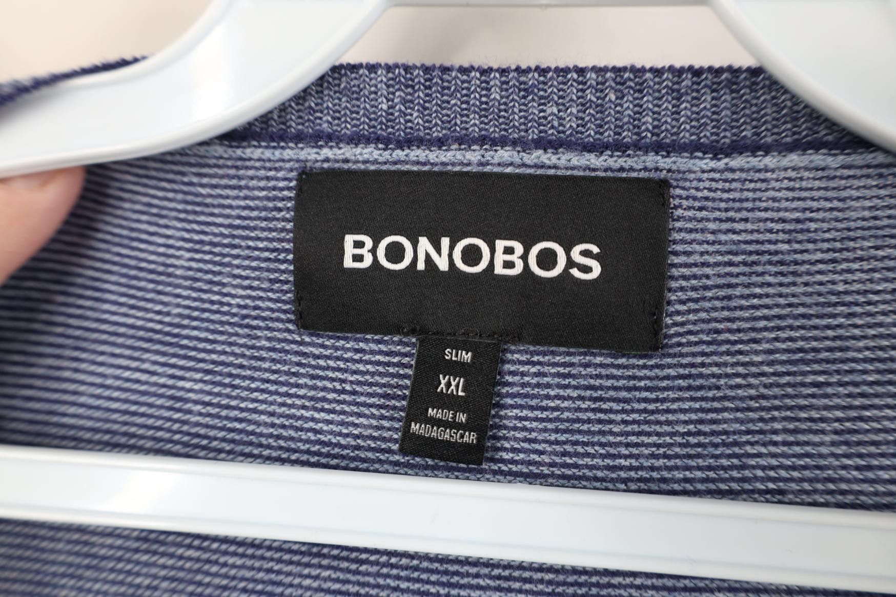 Bonobos Bonobos Fit Lightweight Striped Knit Crewneck Sweater Blue Size US XXL / EU 58 / 5 - 5 Thumbnail