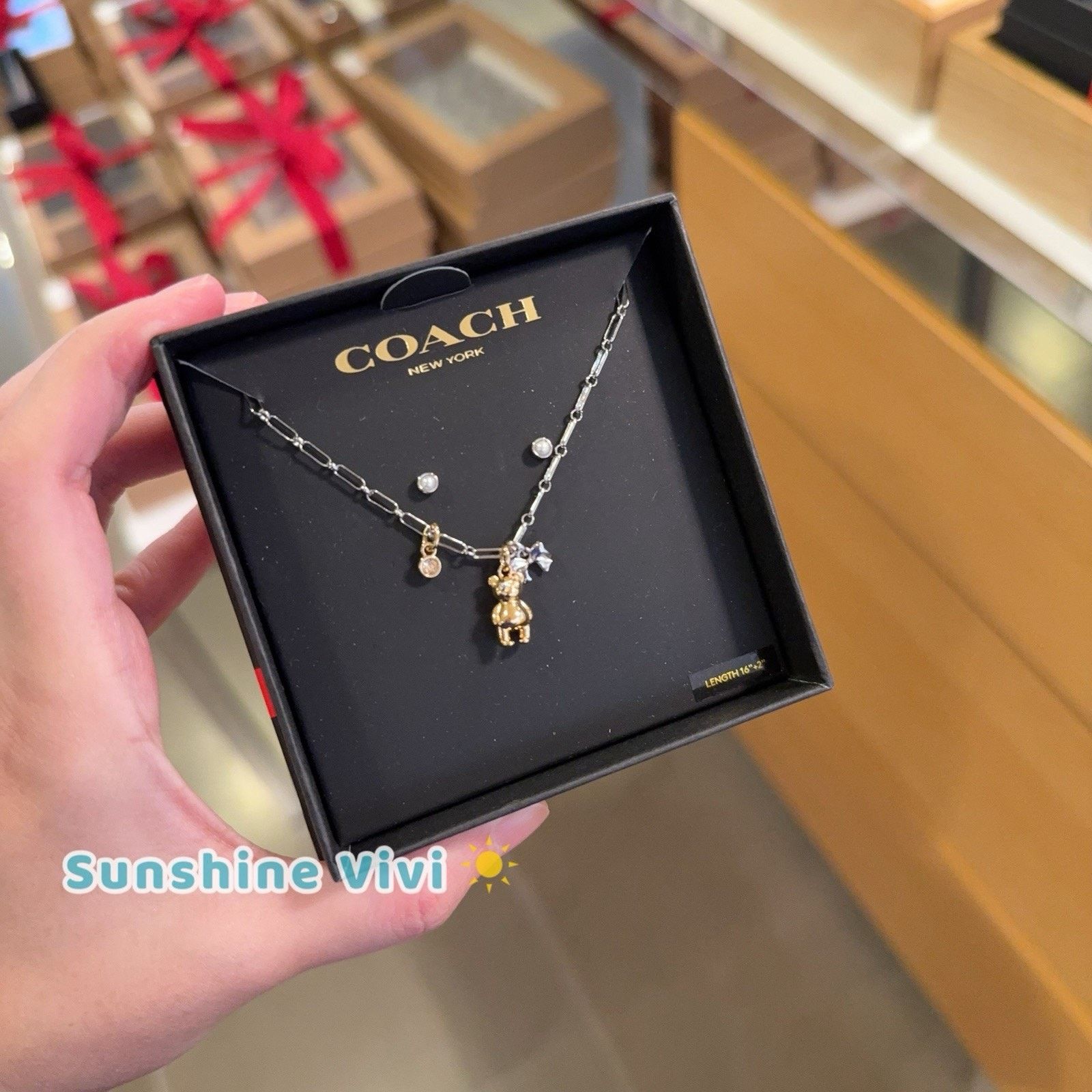 Coach NWT Coach Teddy Bear and Bow Earrings Necklace Set CCU46 Size ONE SIZE - 1 Thumbnail