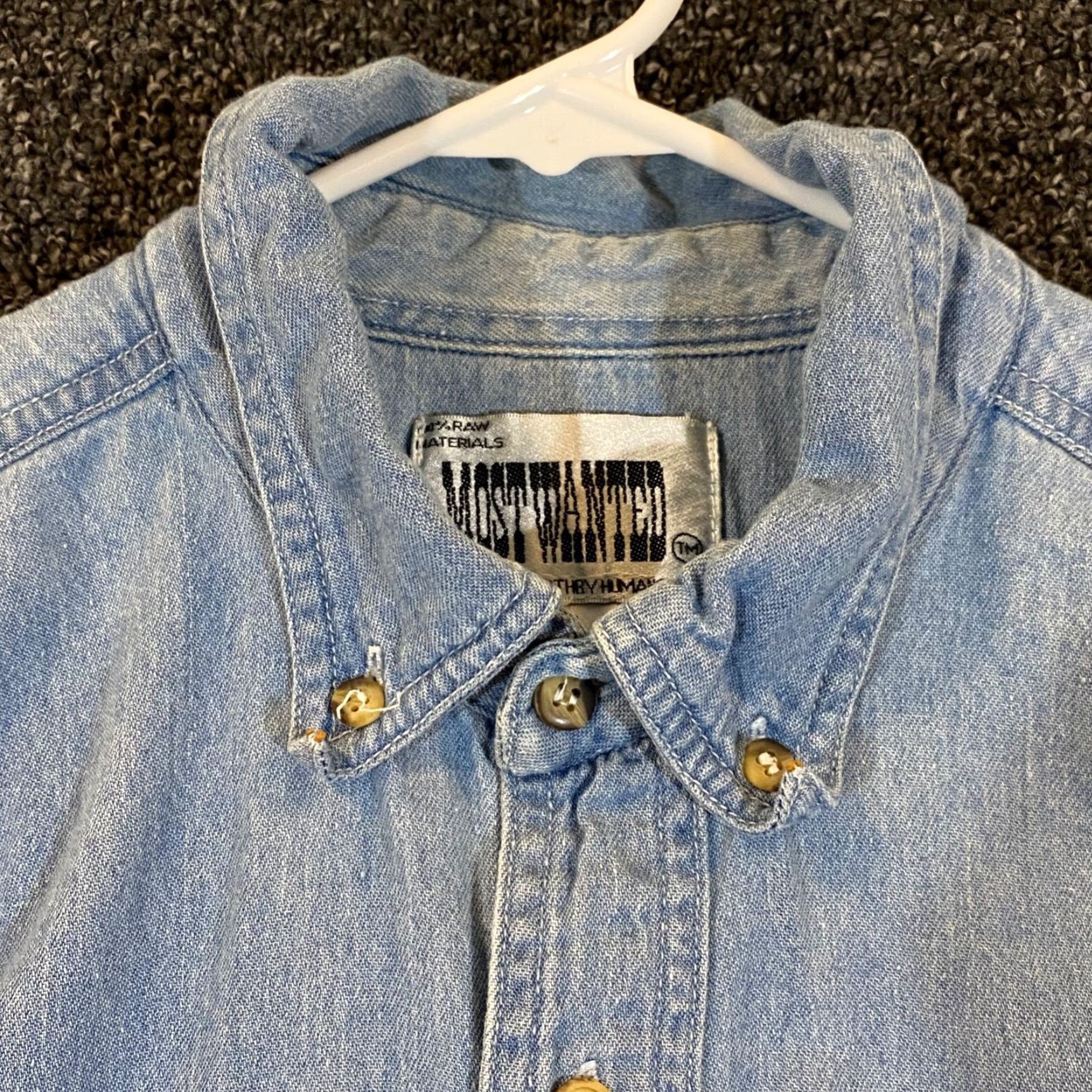 Vintage Most Wanted Earth by Humans Shirt Mens Medium Blue Button-Down Western Long Size US M / EU 48-50 / 2 - 4 Thumbnail