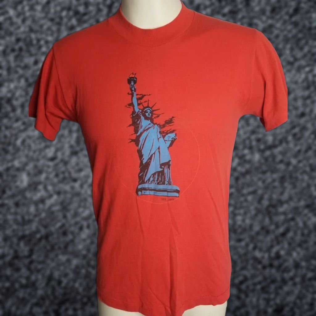 TEE JAYS VINTAGE Tee Jays New York Statue Of Liberty Single Stitch Red T Shirt M Mens USA 80s Size US M / EU 48-50 / 2 - 1 Thumbnail