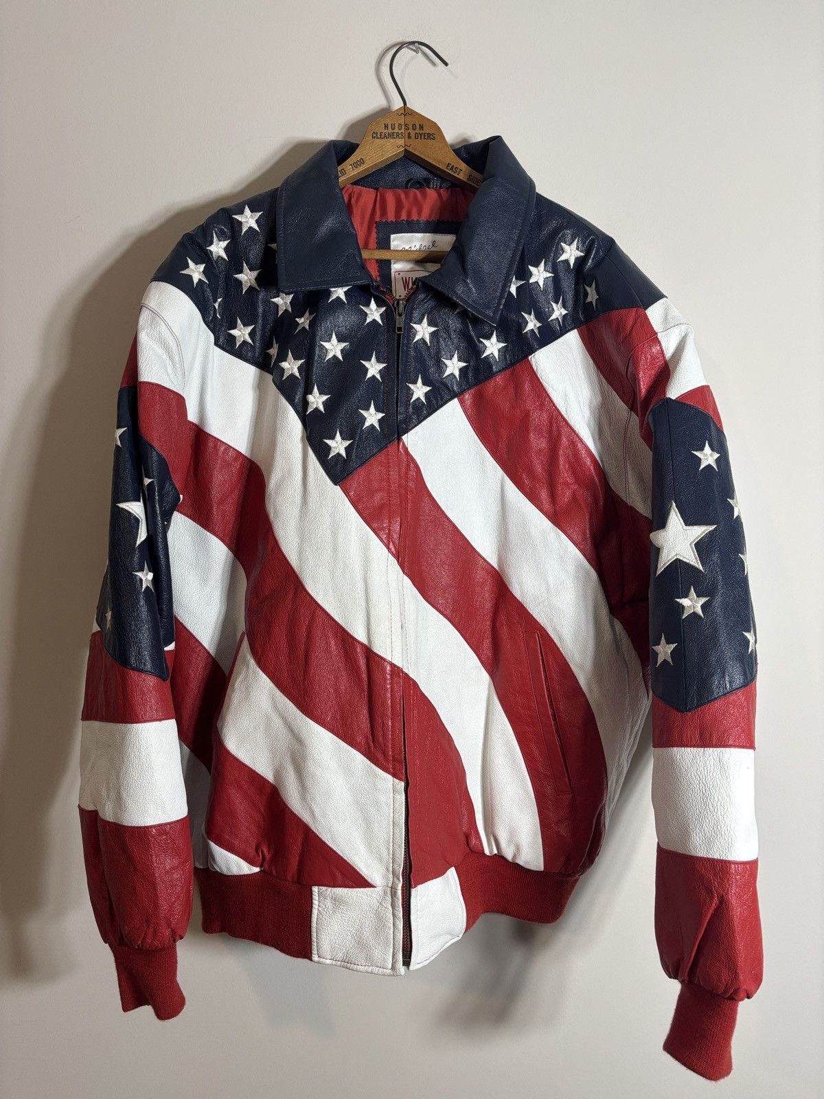 Vtg Michael Hoban Jacket XLT Leather America FlagUSA WhereMI