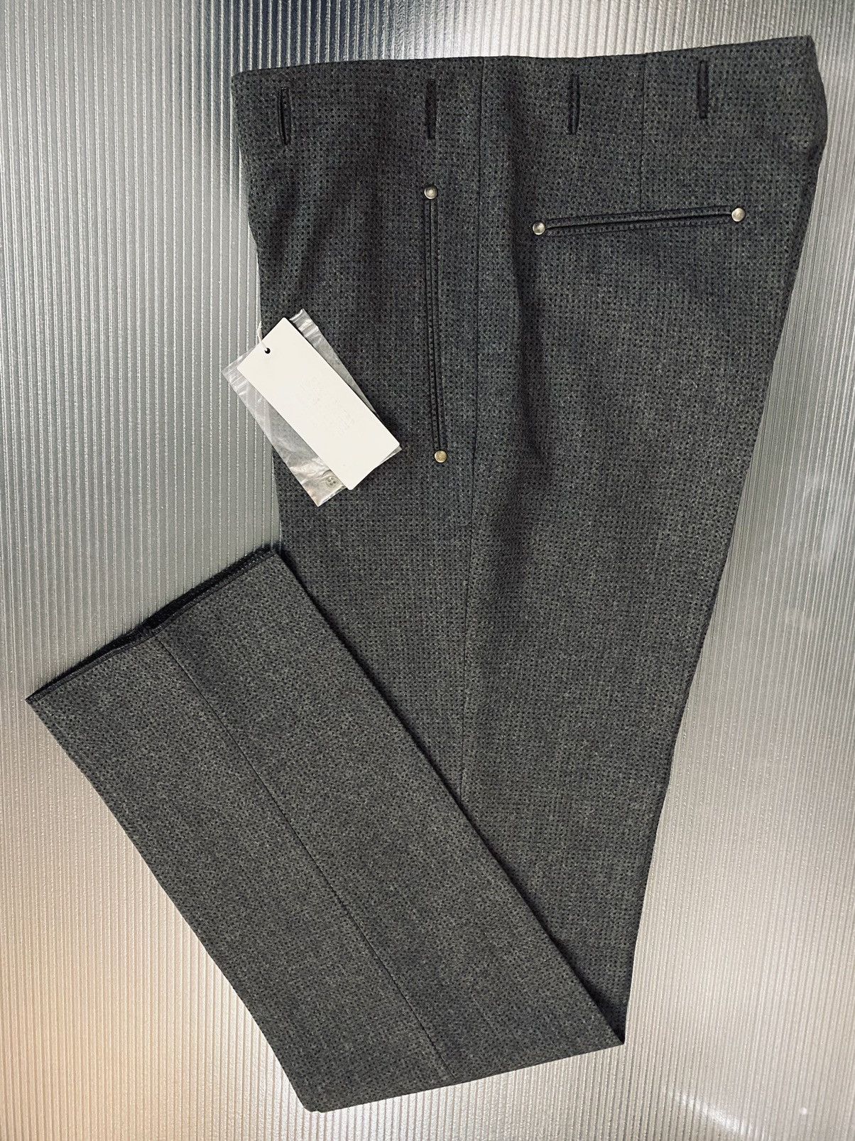 Maison Margiela MM 10 🇮🇹 grey blue dotted felt wool showtime slacks 36 NWT Size US 36 / EU 52 - 13 Thumbnail
